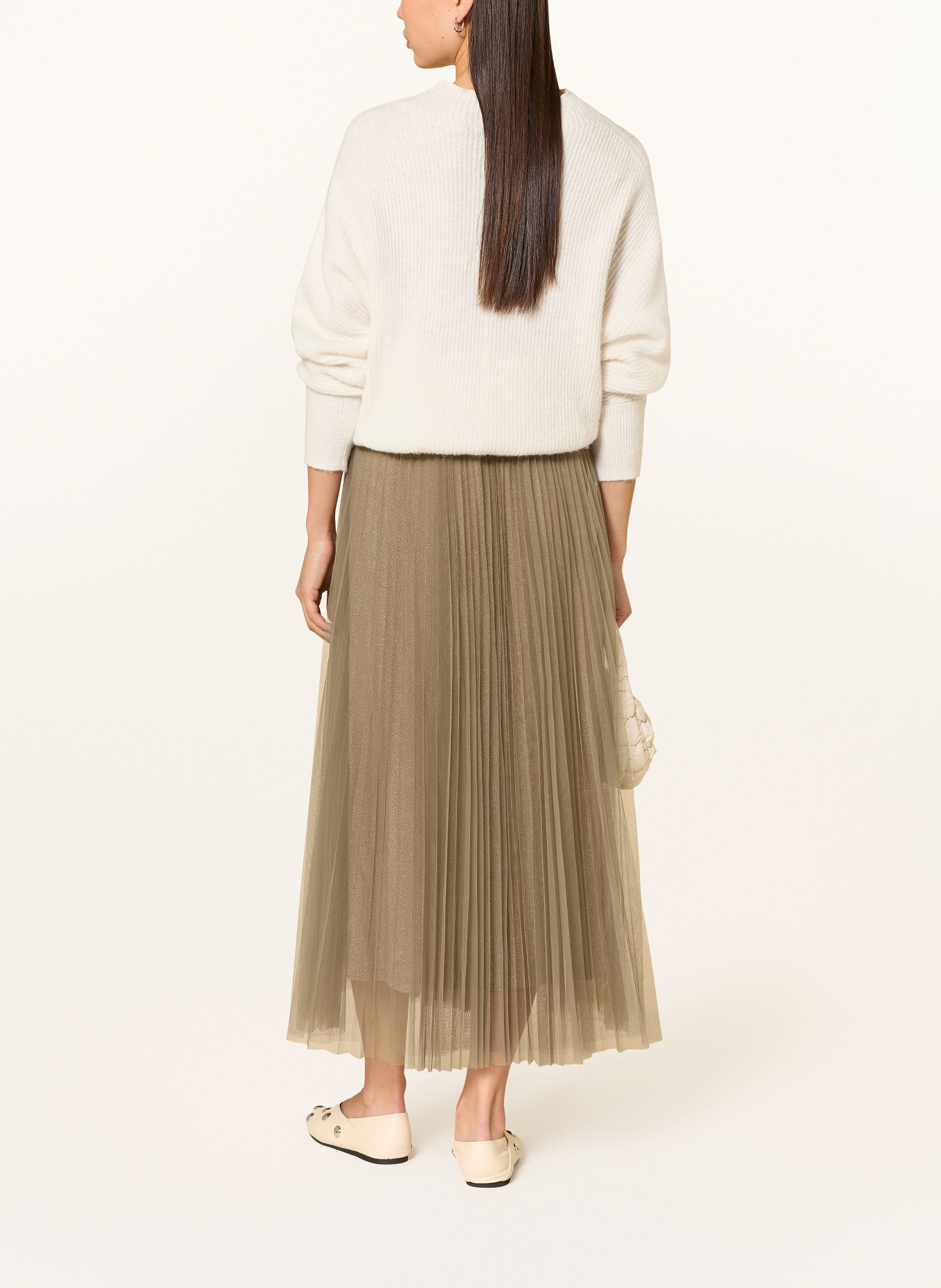 oui Tylová sukně s třpytivou přízí: KHAKI