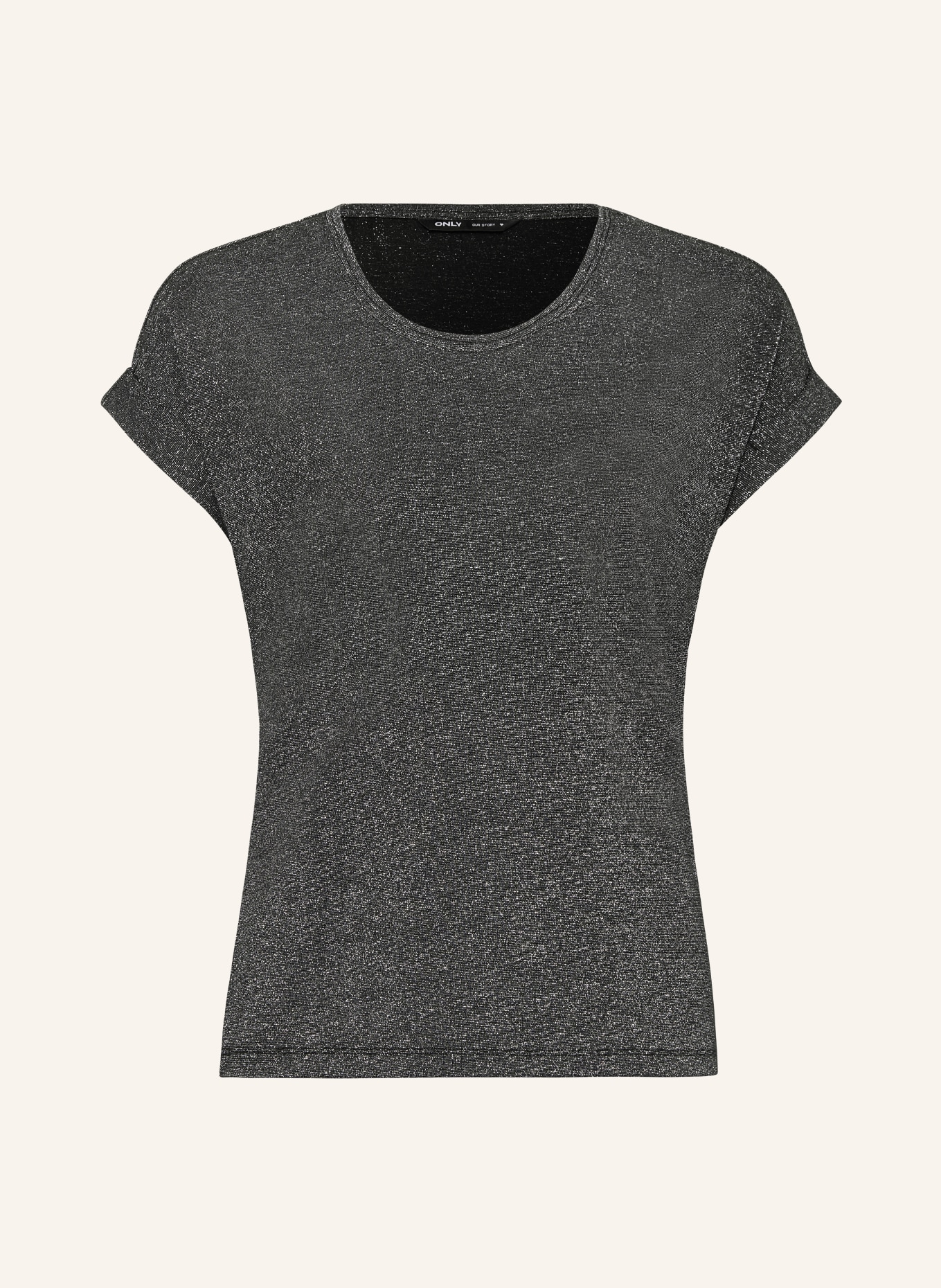 ONLY Tričko s třpytivou nití: ČERNÁ / STŘÍBRNÁ