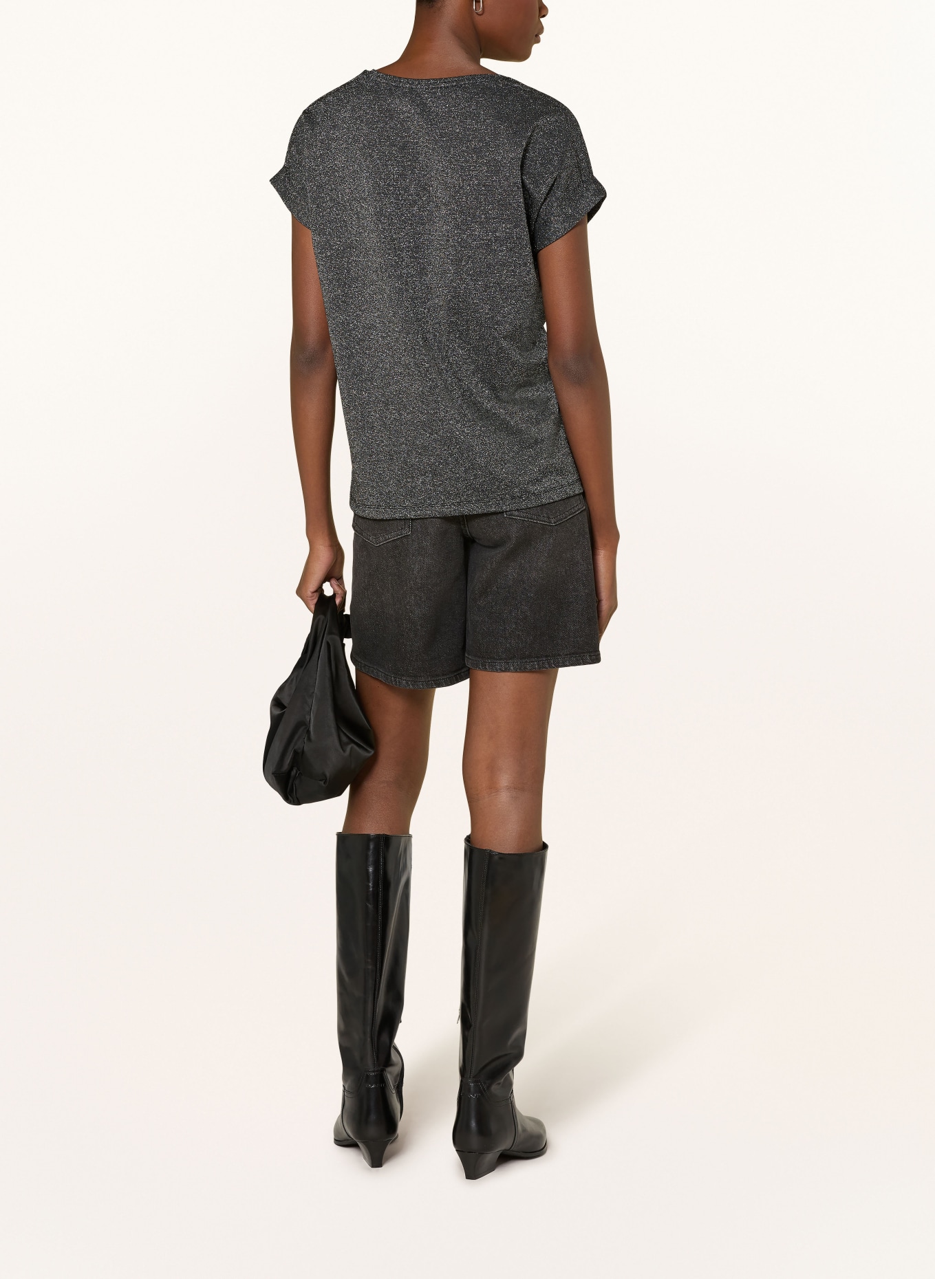 ONLY Tričko s třpytivou nití: ČERNÁ / STŘÍBRNÁ