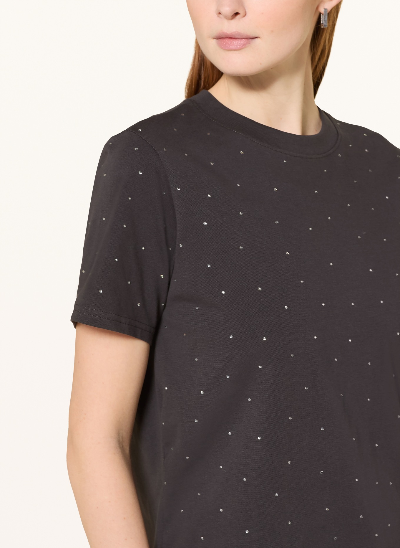 ONLY T-Shirt mit Schmucksteinen: DUNKELGRAU