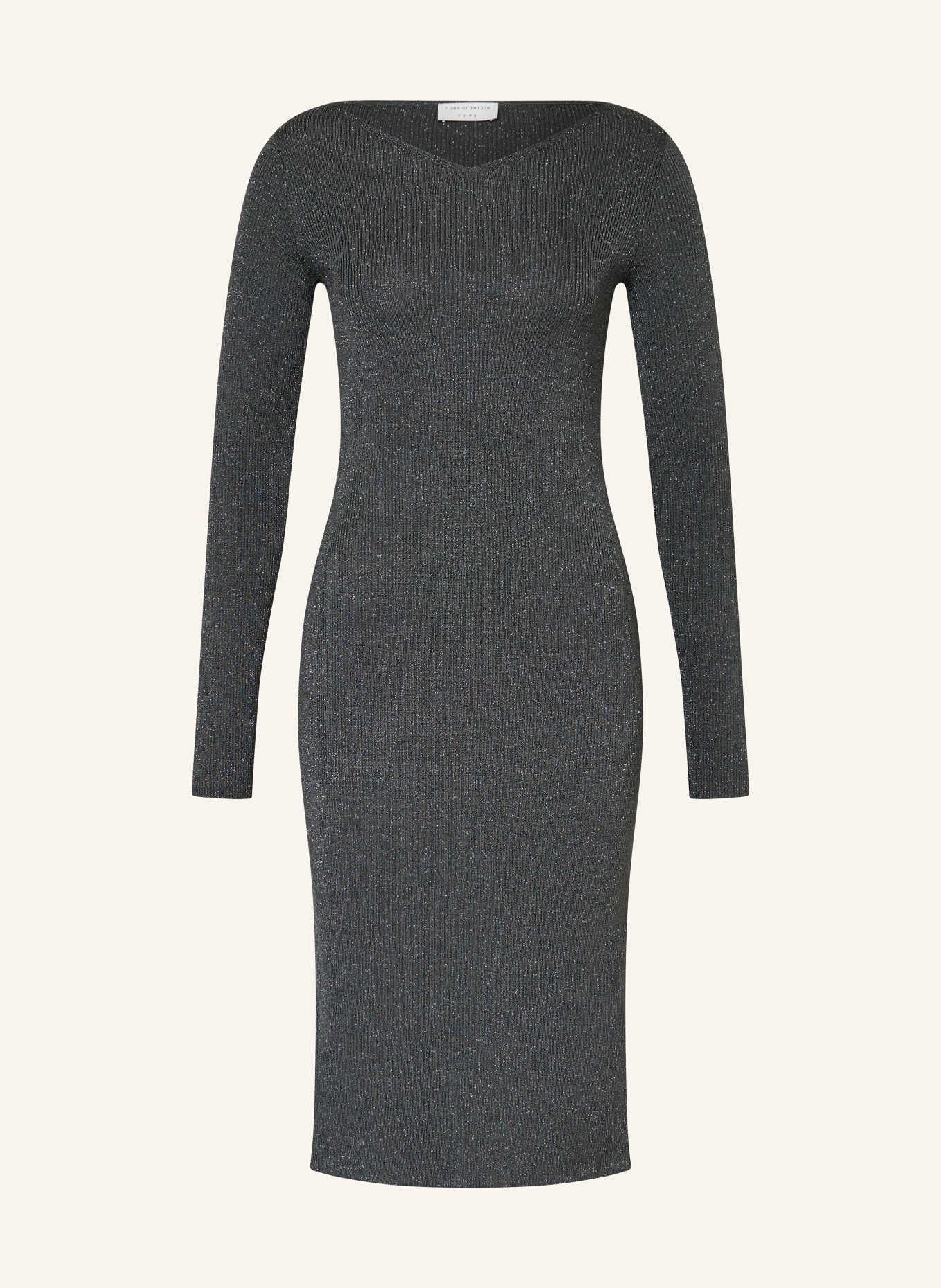 TIGER OF SWEDEN Pletené šaty POPPIE s třpytivou přízí: TMAVĚ ŠEDÁ