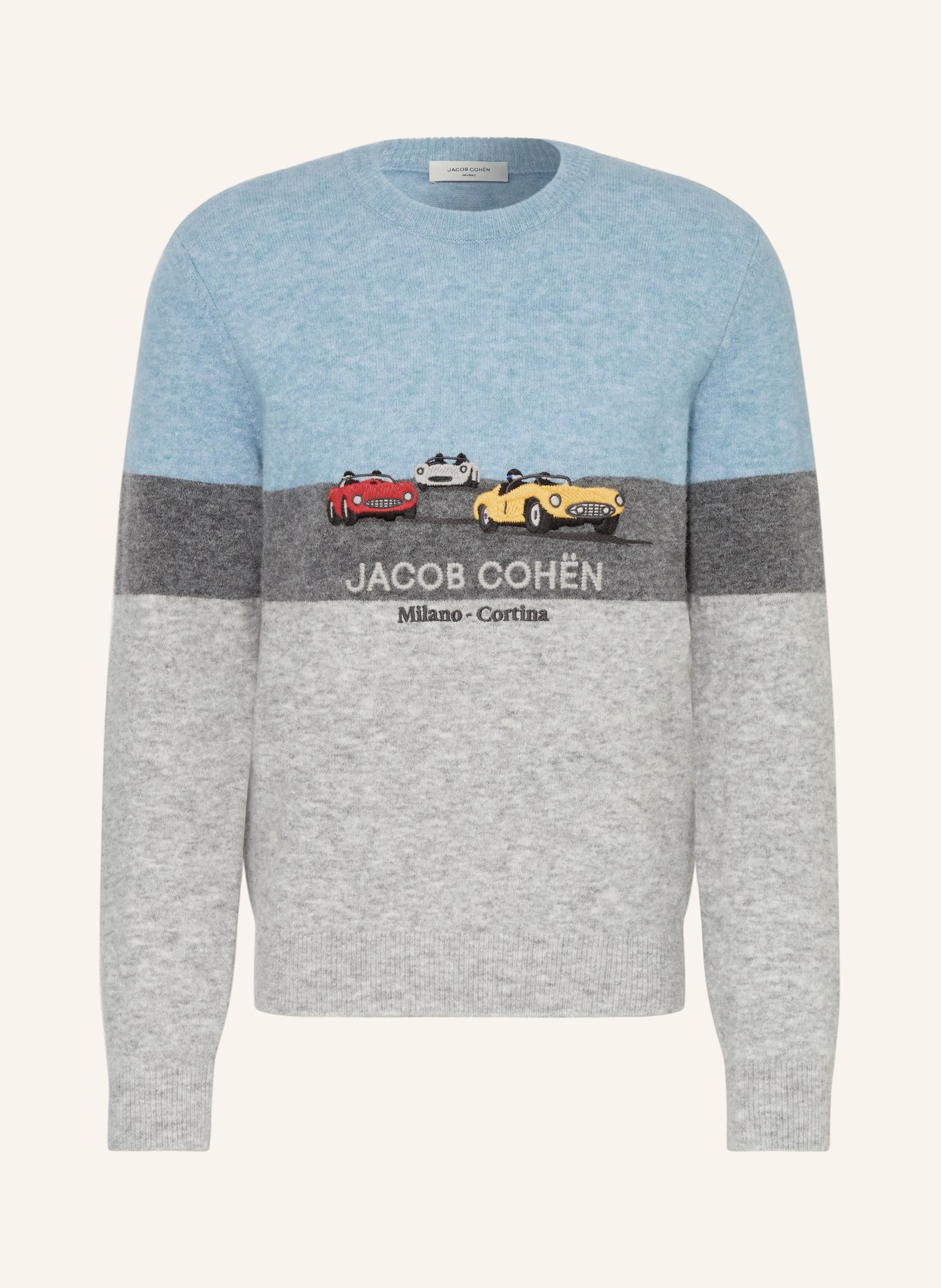 JACOB COHEN Pullover mit Alpaka: HELLBLAU / DUNKELGRAU / GRAU