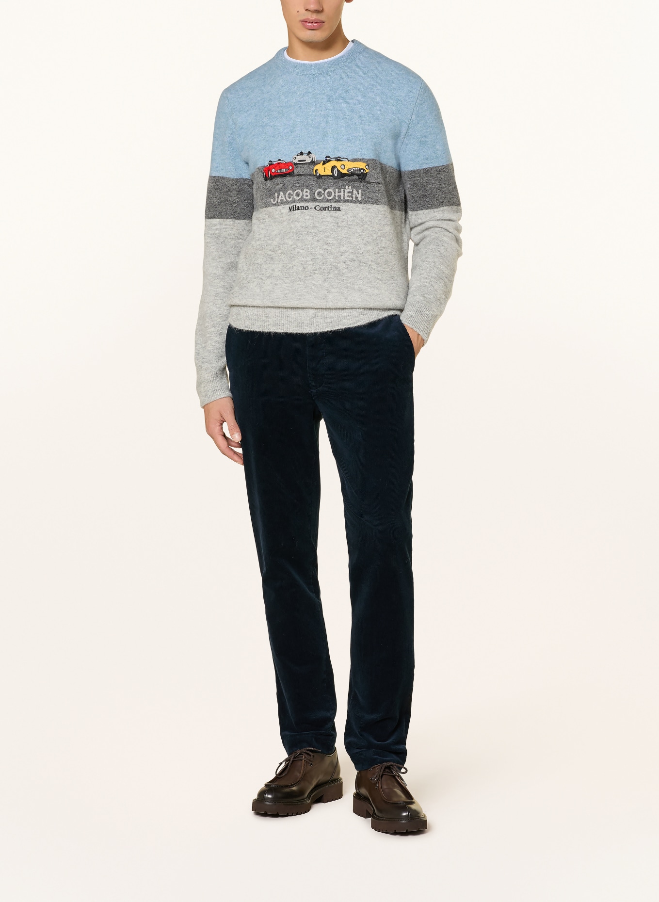 JACOB COHEN Pullover mit Alpaka: HELLBLAU / DUNKELGRAU / GRAU