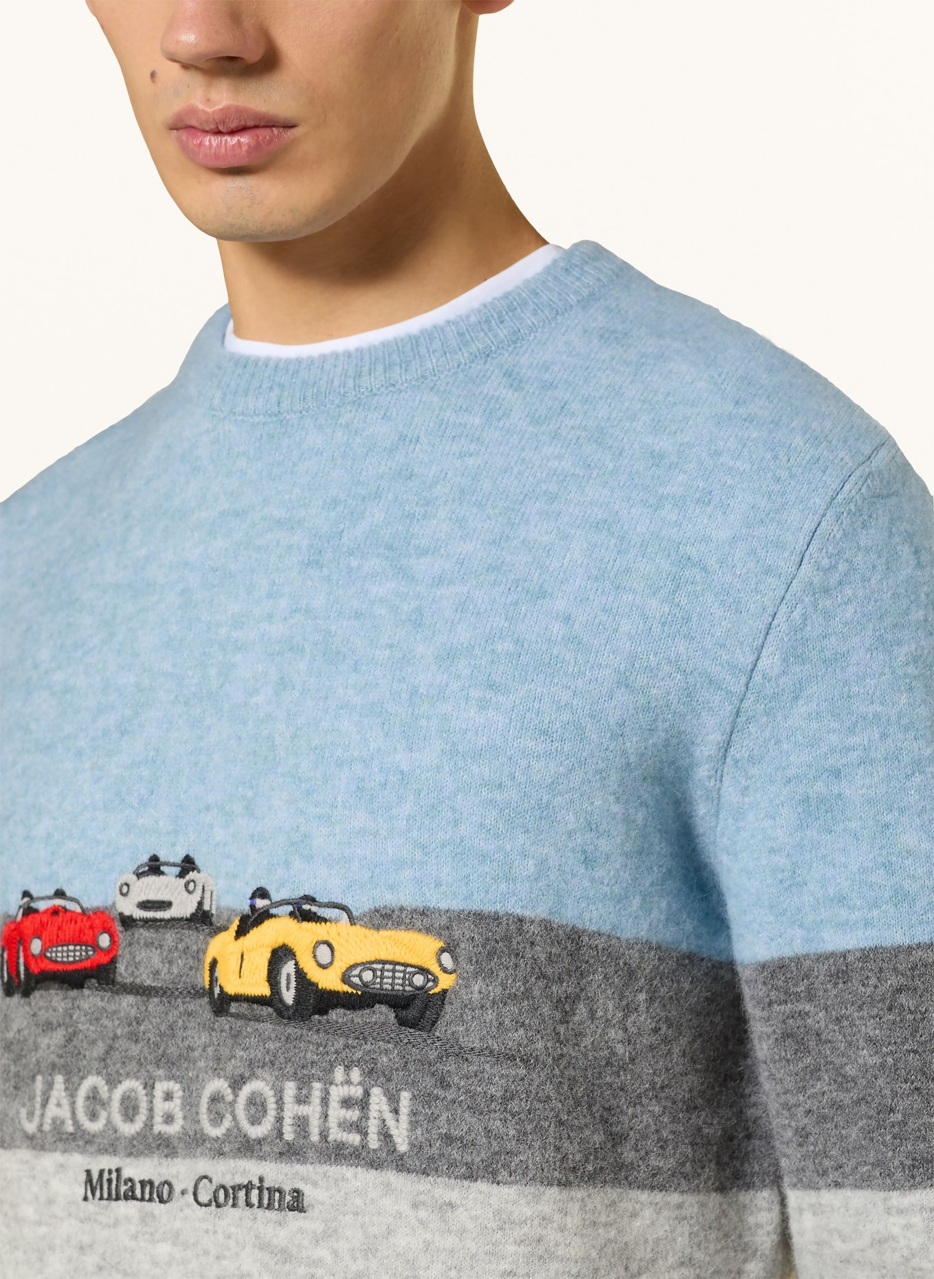 JACOB COHEN Pullover mit Alpaka: HELLBLAU / DUNKELGRAU / GRAU