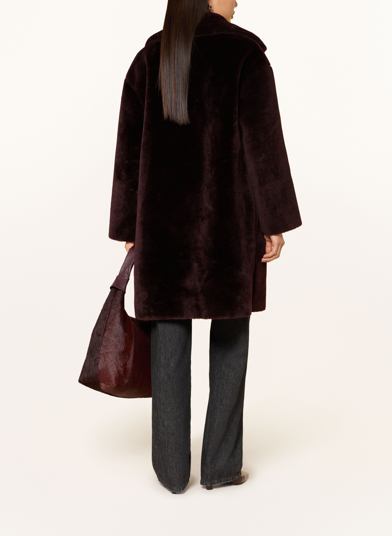 mavi Kunstfell-Mantel: DUNKELBRAUN