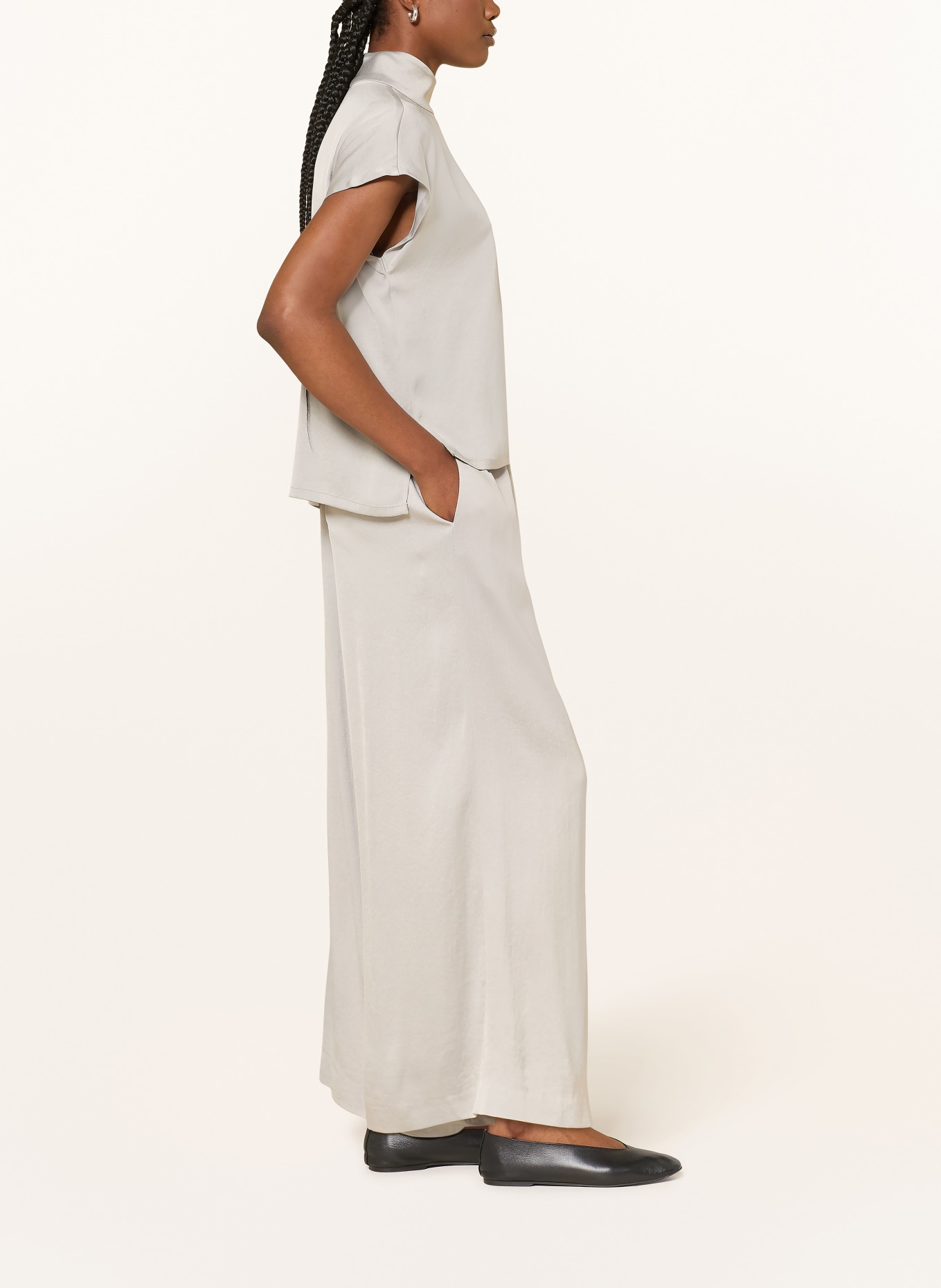 DRYKORN TWEEZER satin trousers: LIGHT GRAY