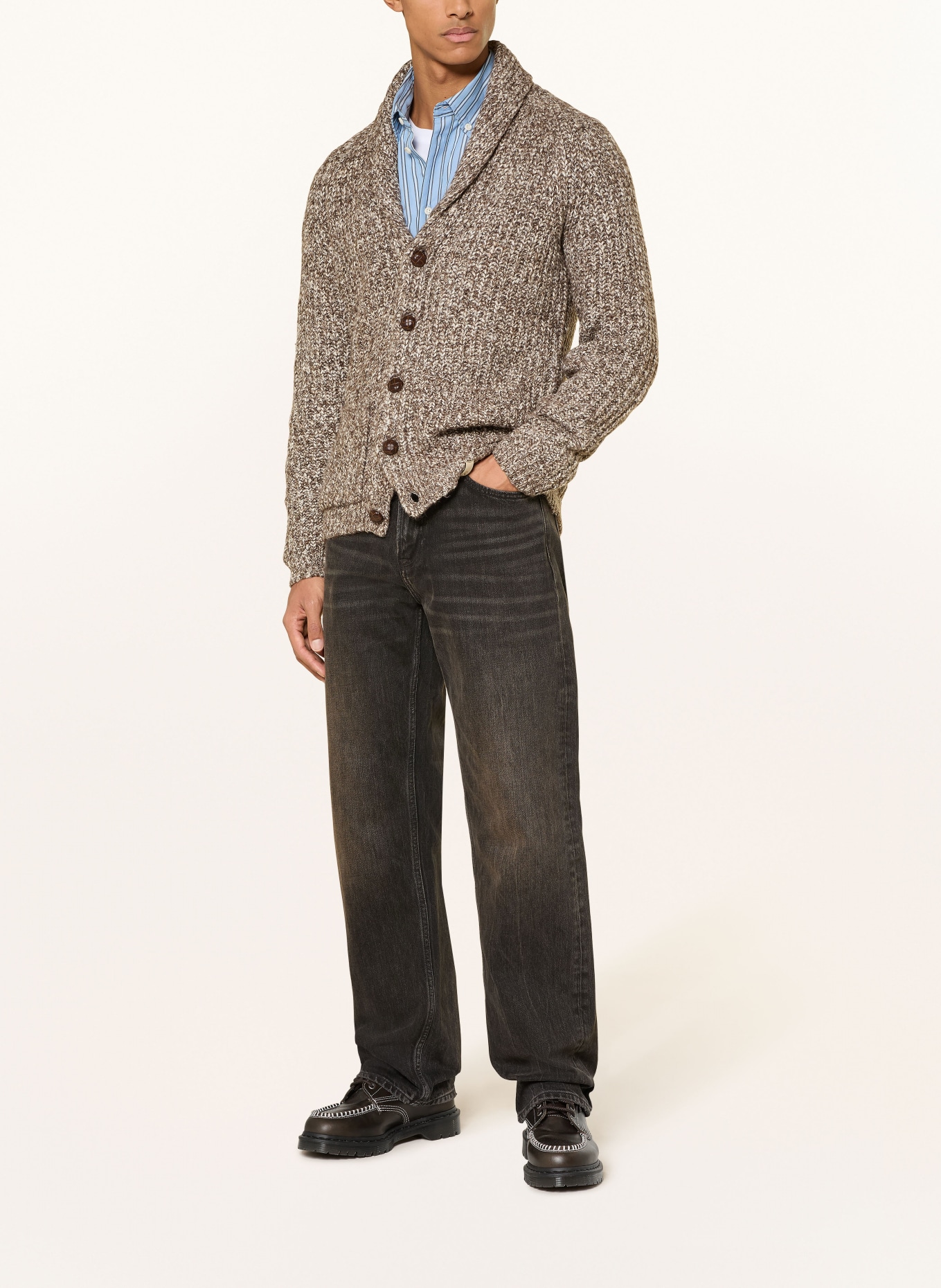 COLOURS & SONS Strickjacke: BRAUN / WEISS