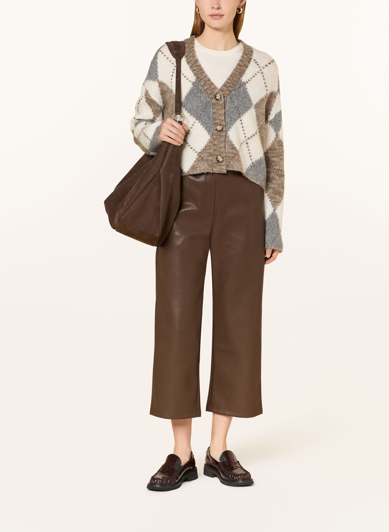 Princess GOES HOLLYWOOD 7/8 leather-look pants: DARK BROWN