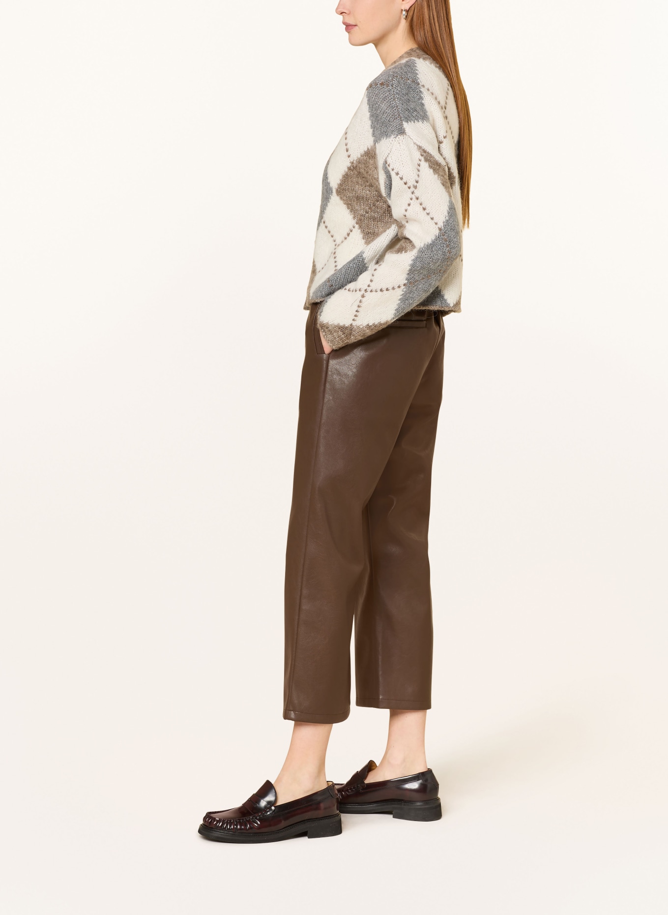 Princess GOES HOLLYWOOD 7/8 leather-look pants: DARK BROWN