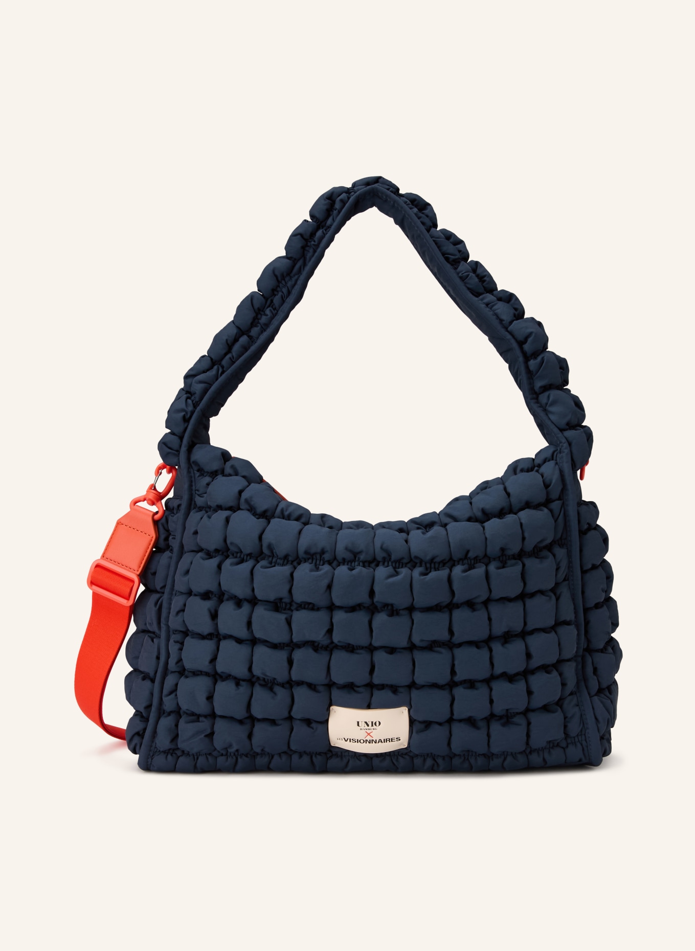 UNIO BUBBLE pouch bag: DARK BLUE / ORANGE