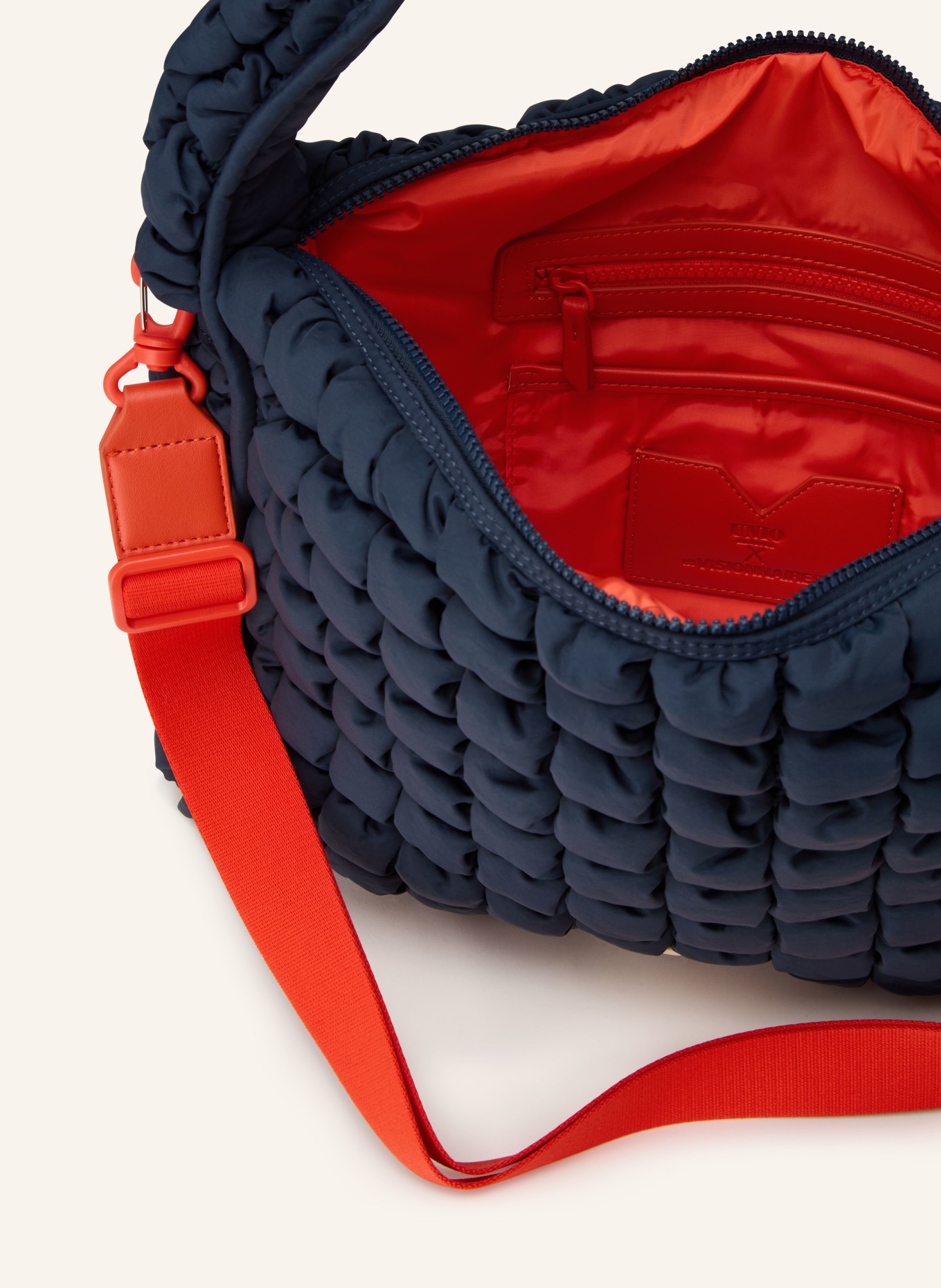 UNIO BUBBLE pouch bag: DARK BLUE / ORANGE