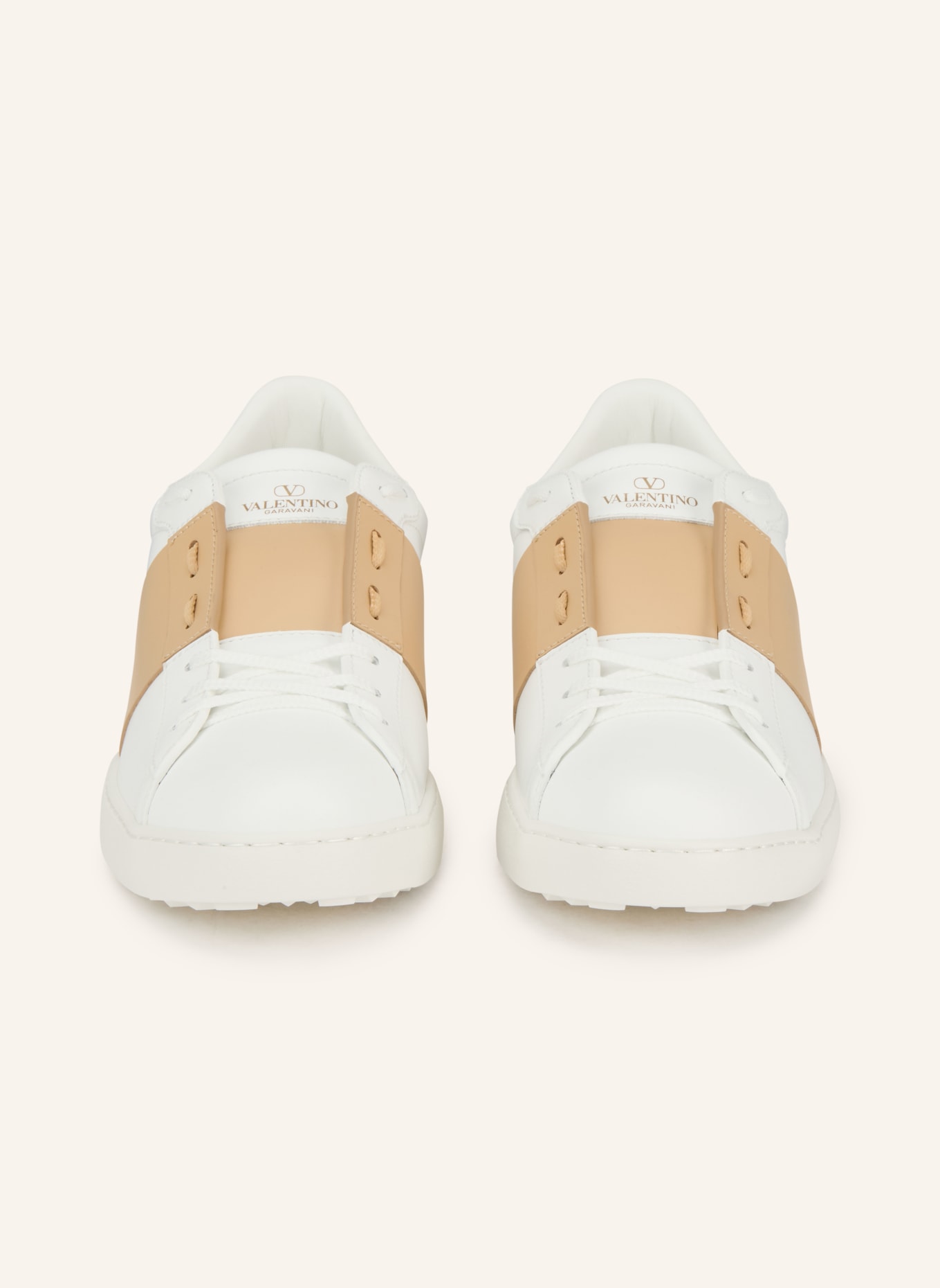 VALENTINO GARAVANI Sneaker OPEN: WEISS / CAMEL