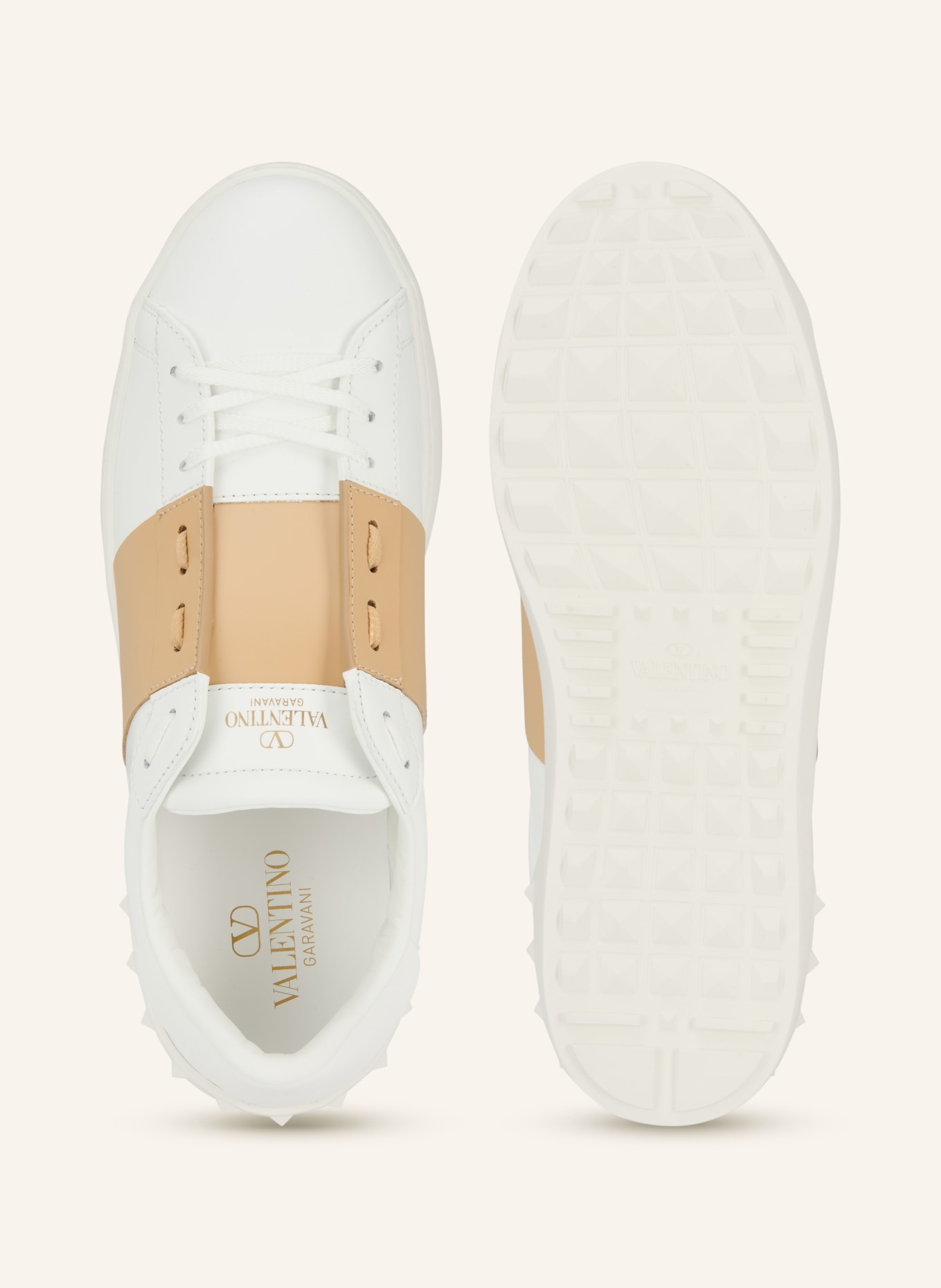 VALENTINO GARAVANI Sneaker OPEN: WEISS / CAMEL