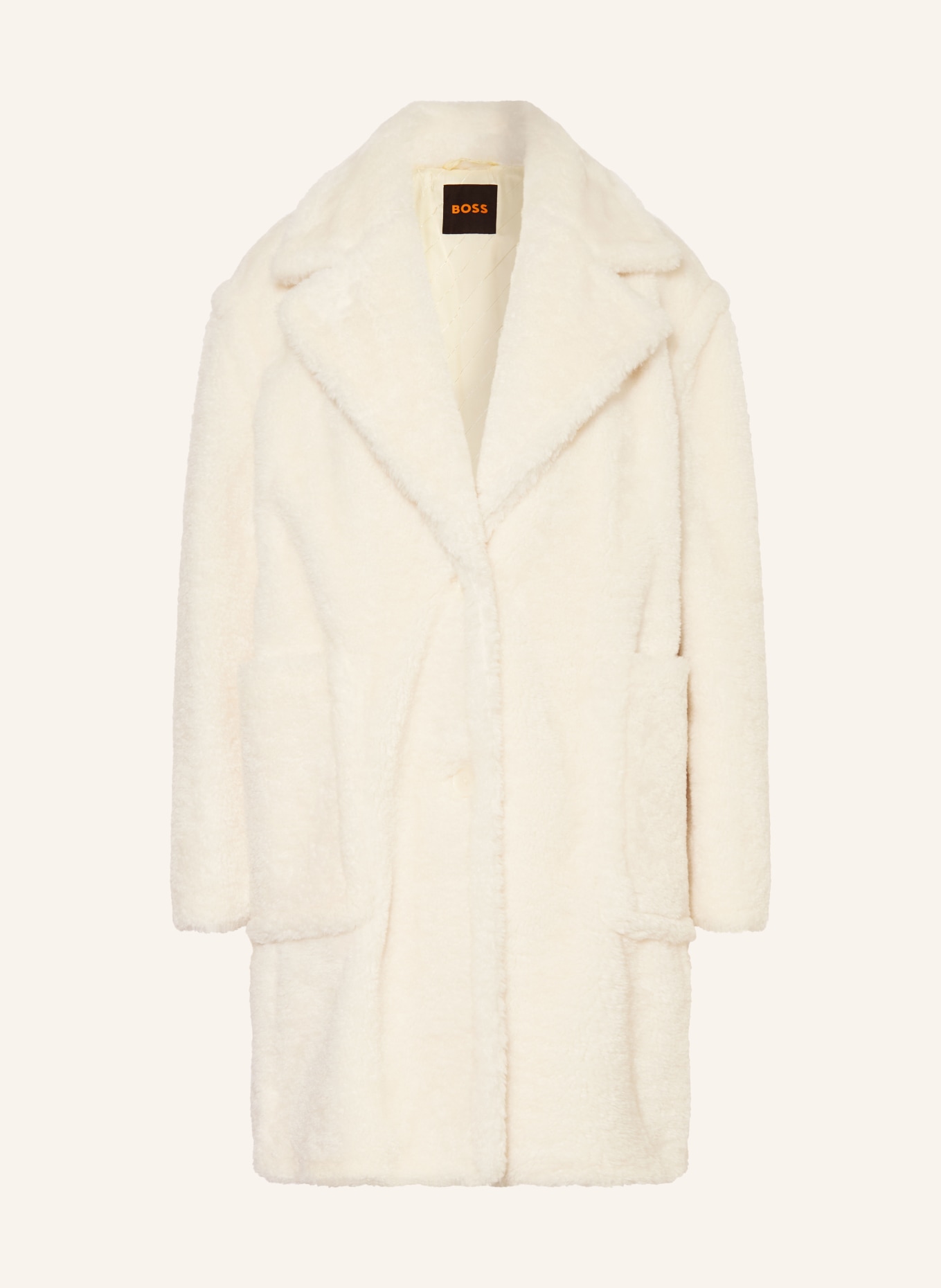 BOSS Teddyfell-Mantel CATEDY: WEISS