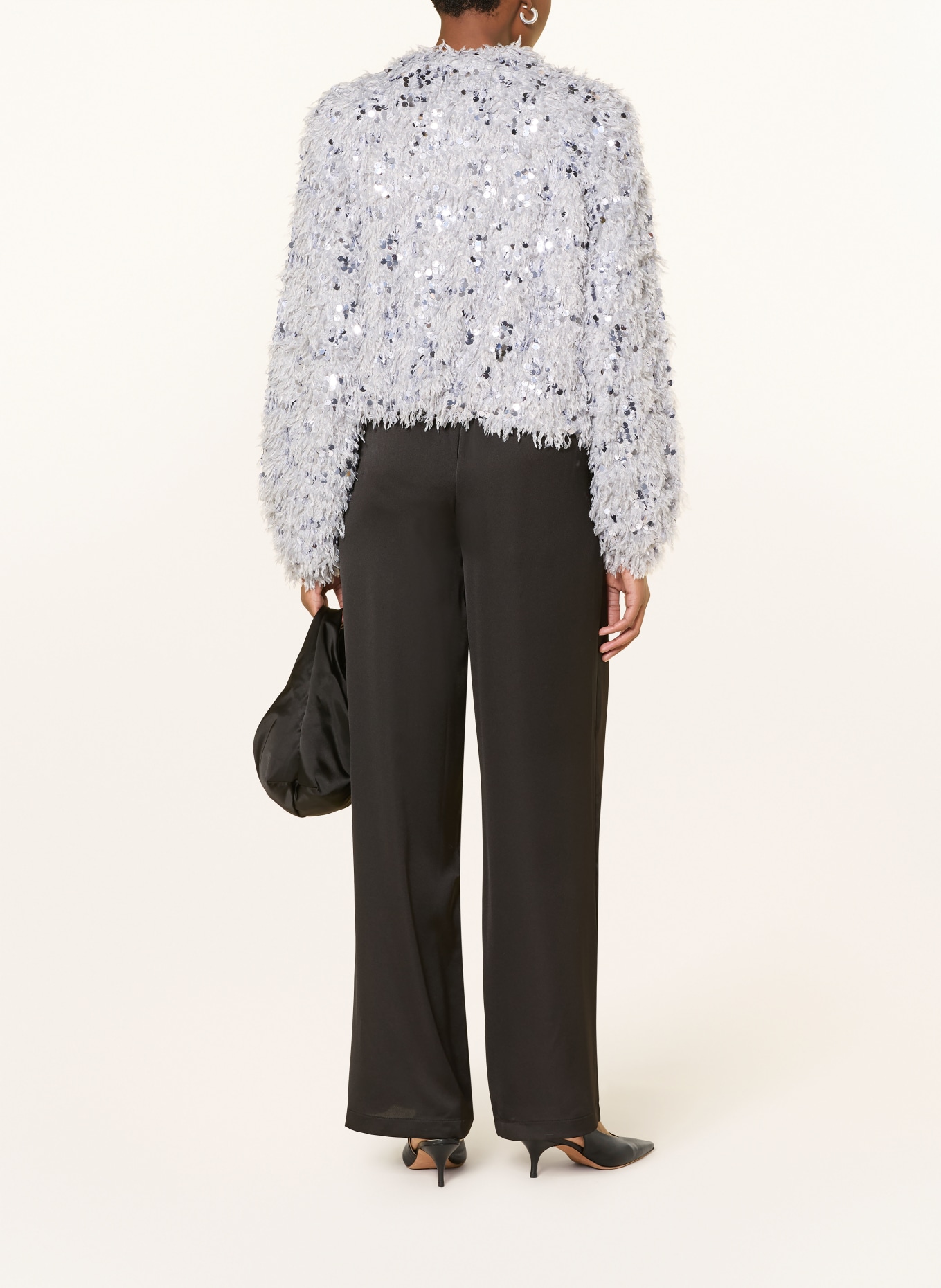 Emily VAN DEN BERGH Bluzon z dzianiny z cekinami: JASNOCZARY