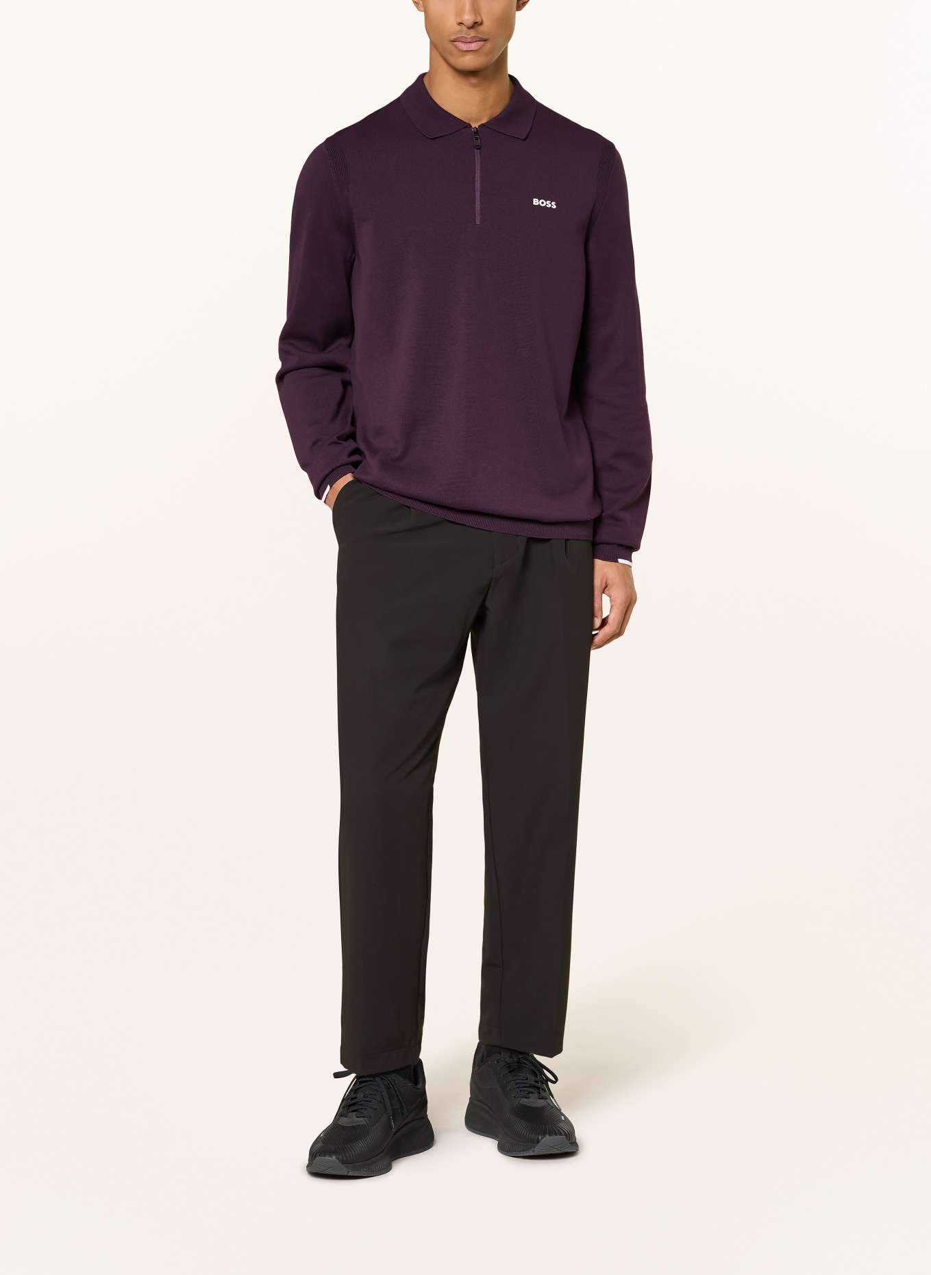 BOSS Strick-Poloshirt EVER X: DUNKELLILA