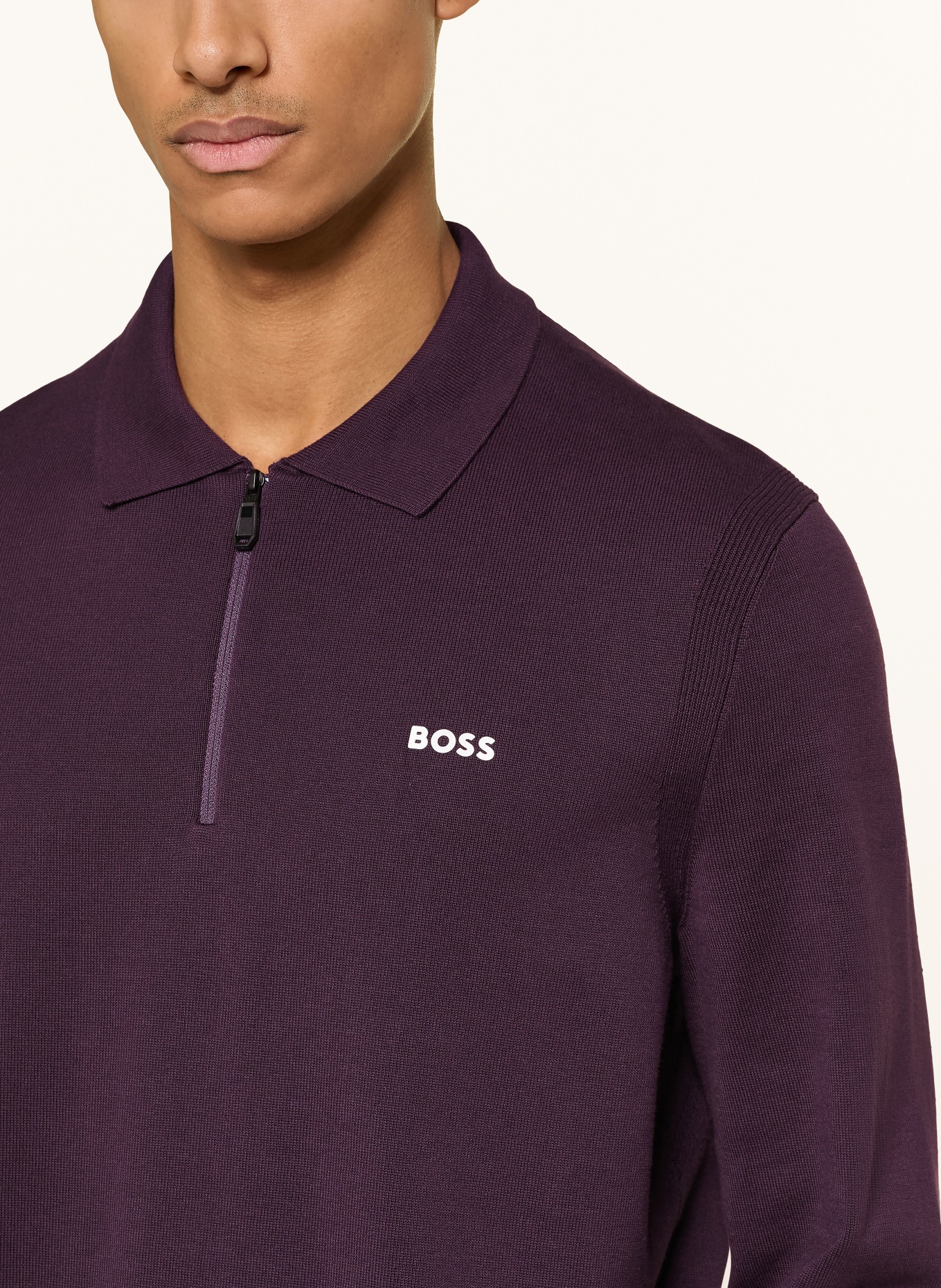 BOSS Strick-Poloshirt EVER X: DUNKELLILA