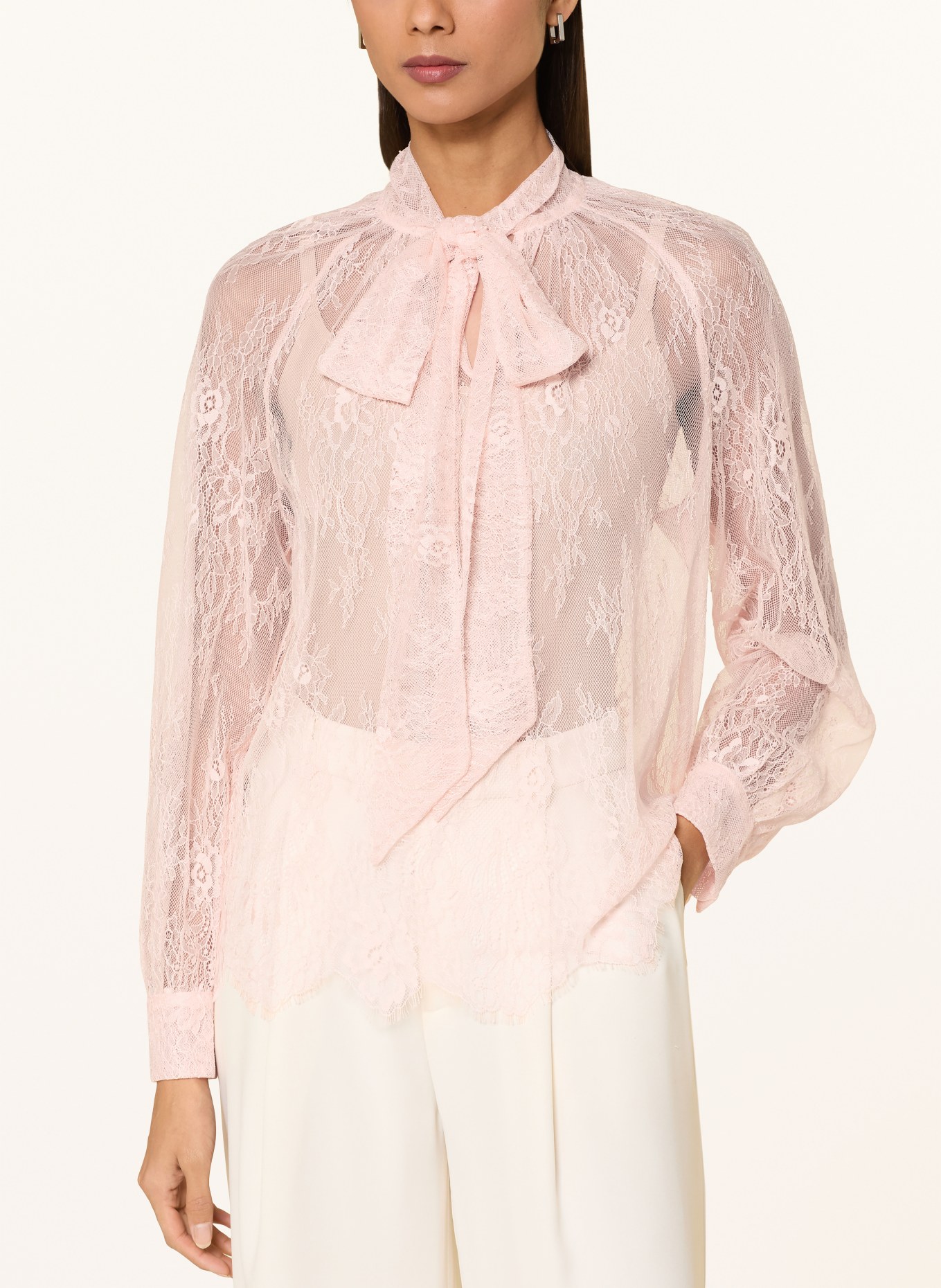 oui Schluppenbluse aus Spitze: HELLROSA