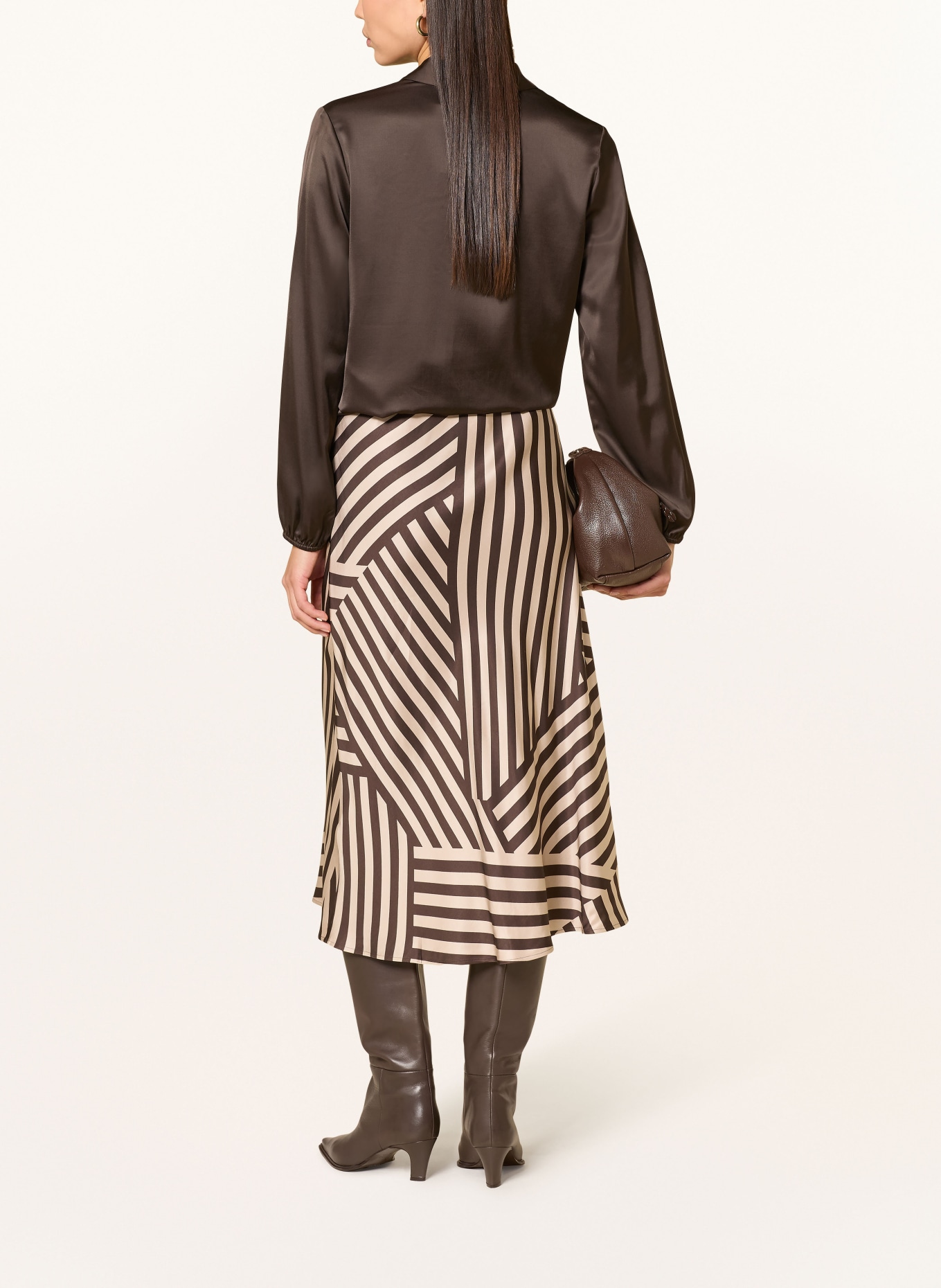 comma Spódnica satynowa: KREMOWY / CIEMNOBRĄZOWY