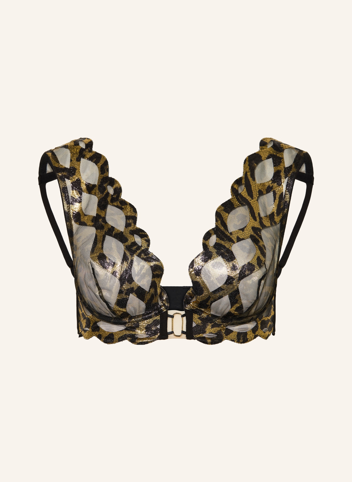 LIVY Biustonosz na fiszbinach KIRA z błyszczącą nicią: CZARNY / ZŁOTY