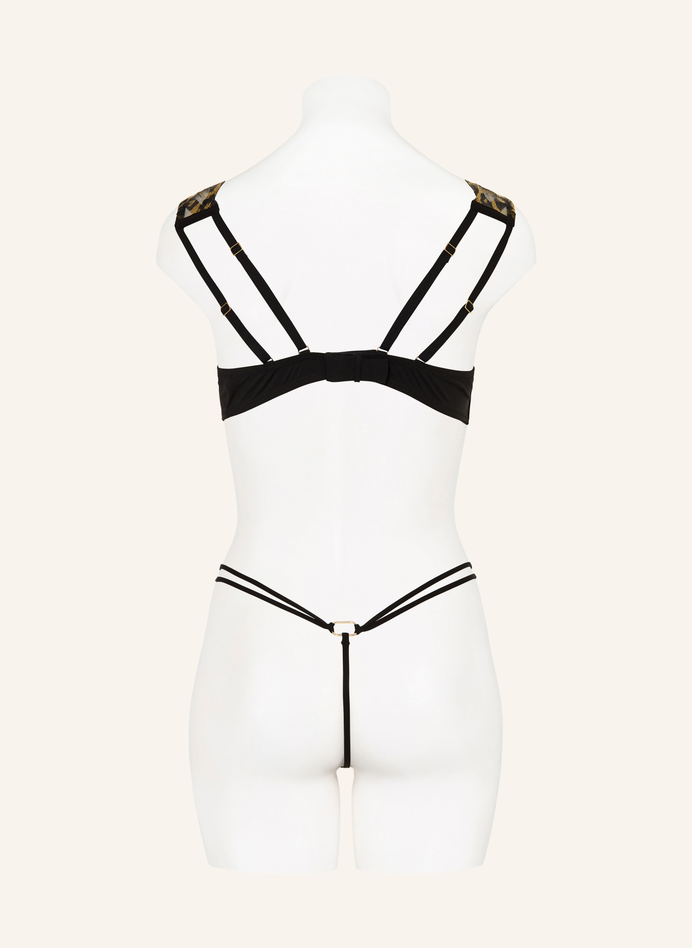 LIVY Biustonosz na fiszbinach KIRA z błyszczącą nicią: CZARNY / ZŁOTY