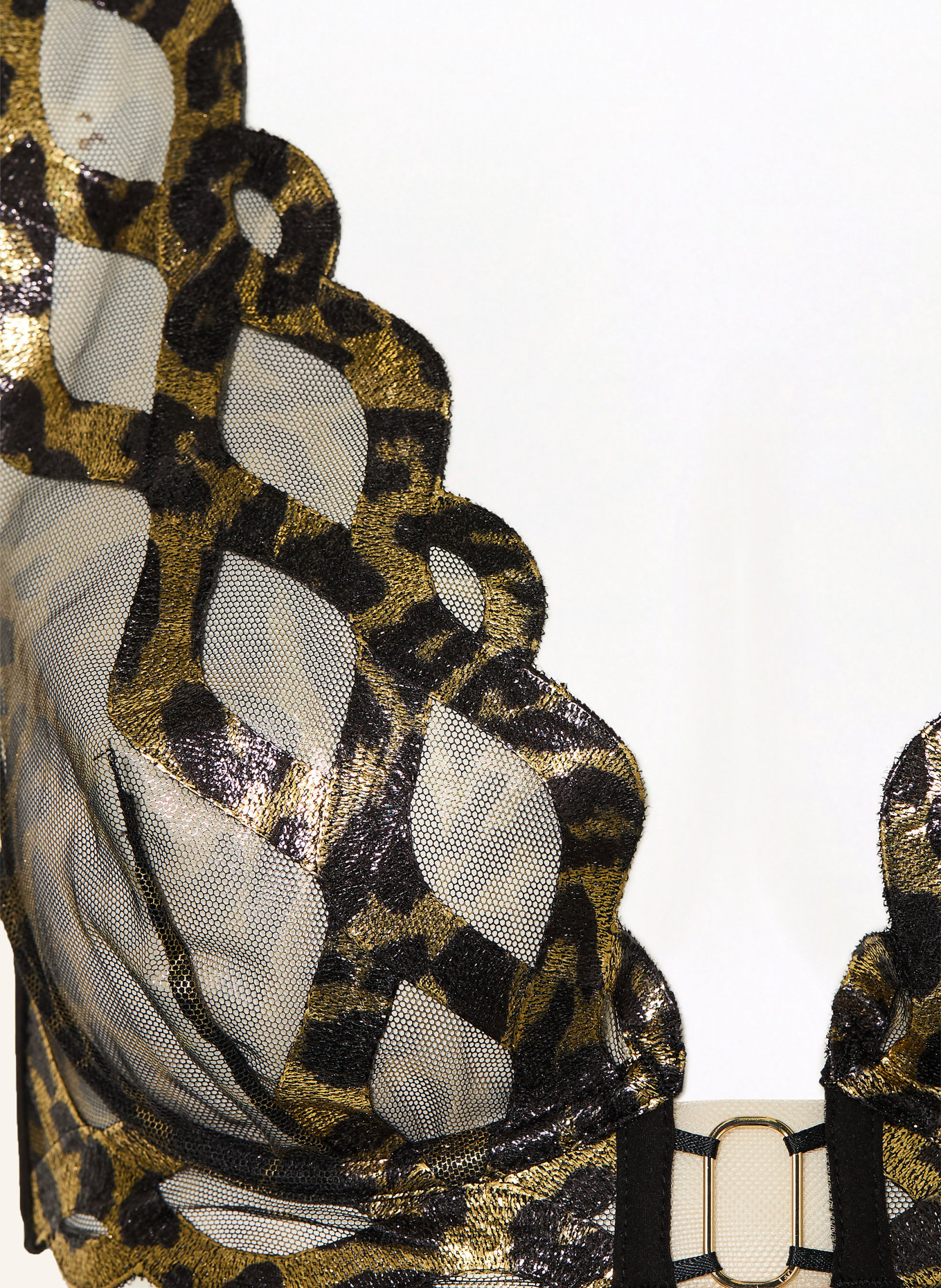 LIVY Biustonosz na fiszbinach KIRA z błyszczącą nicią: CZARNY / ZŁOTY