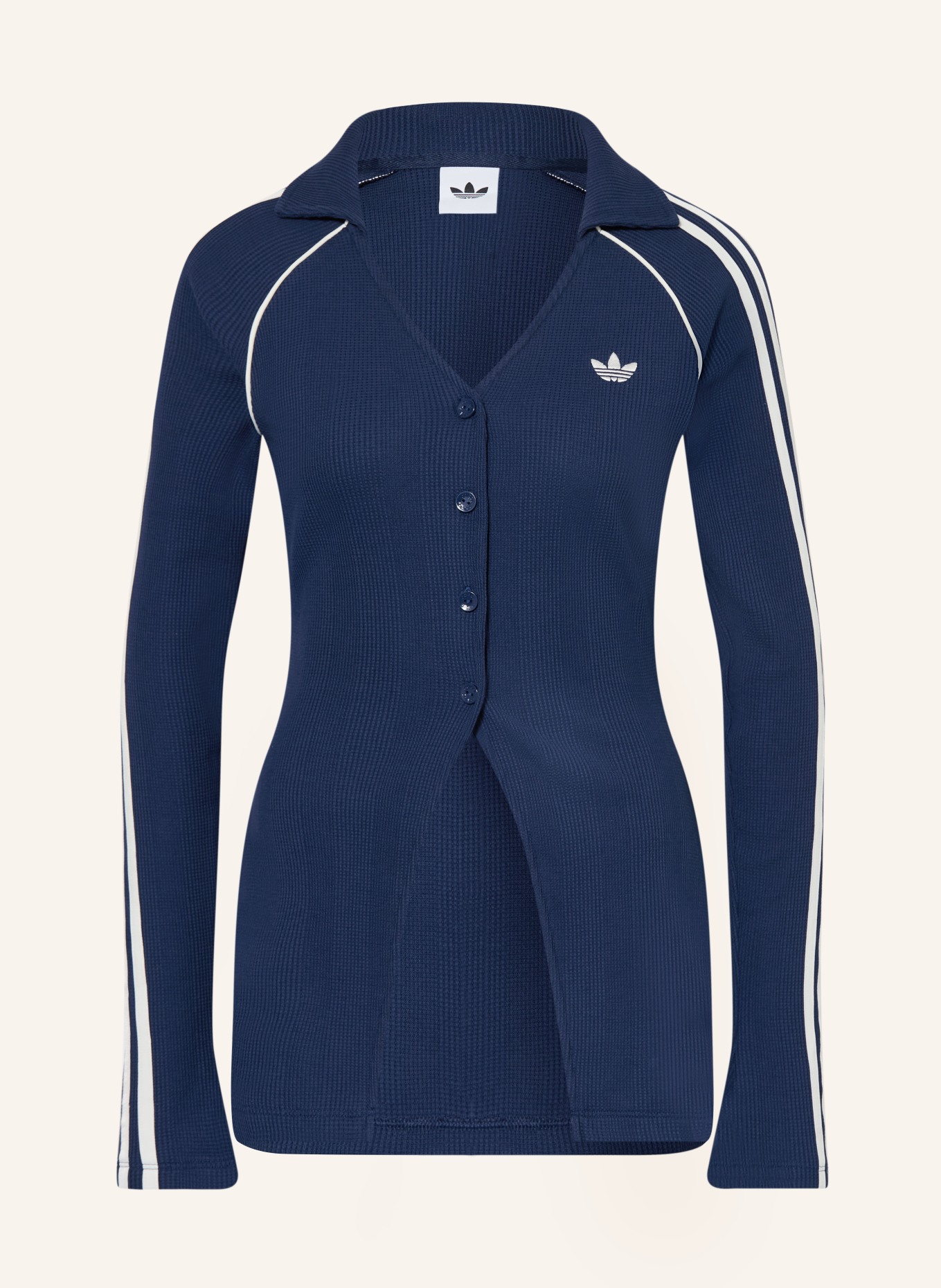 adidas Originals ADIDAS ORIGINALS BUTTON DOWN WAFFLE jersey jacket: DARK BLUE / WHITE