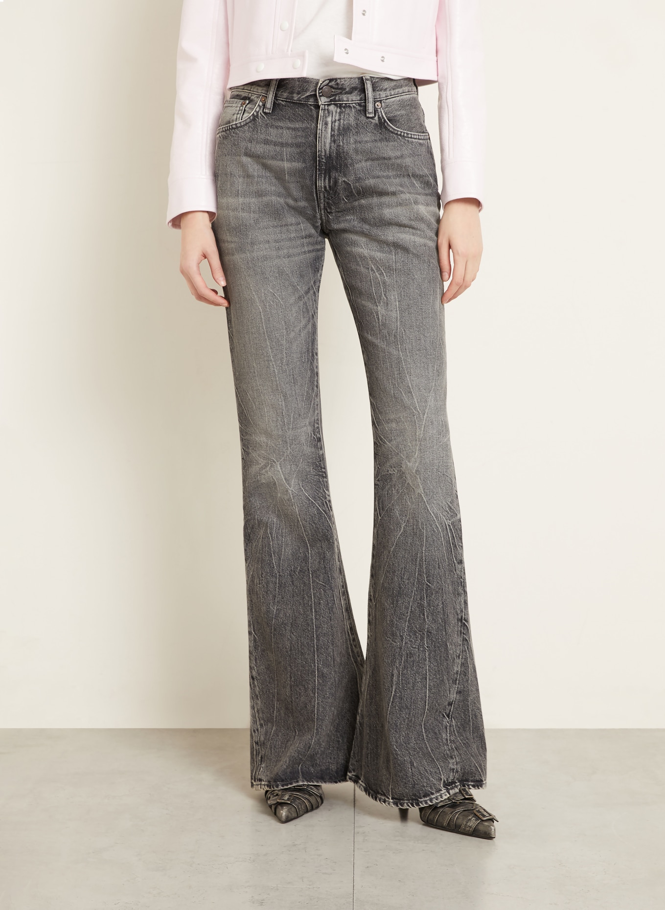 Acne Studios Jeans évasés: WASHED BLACK