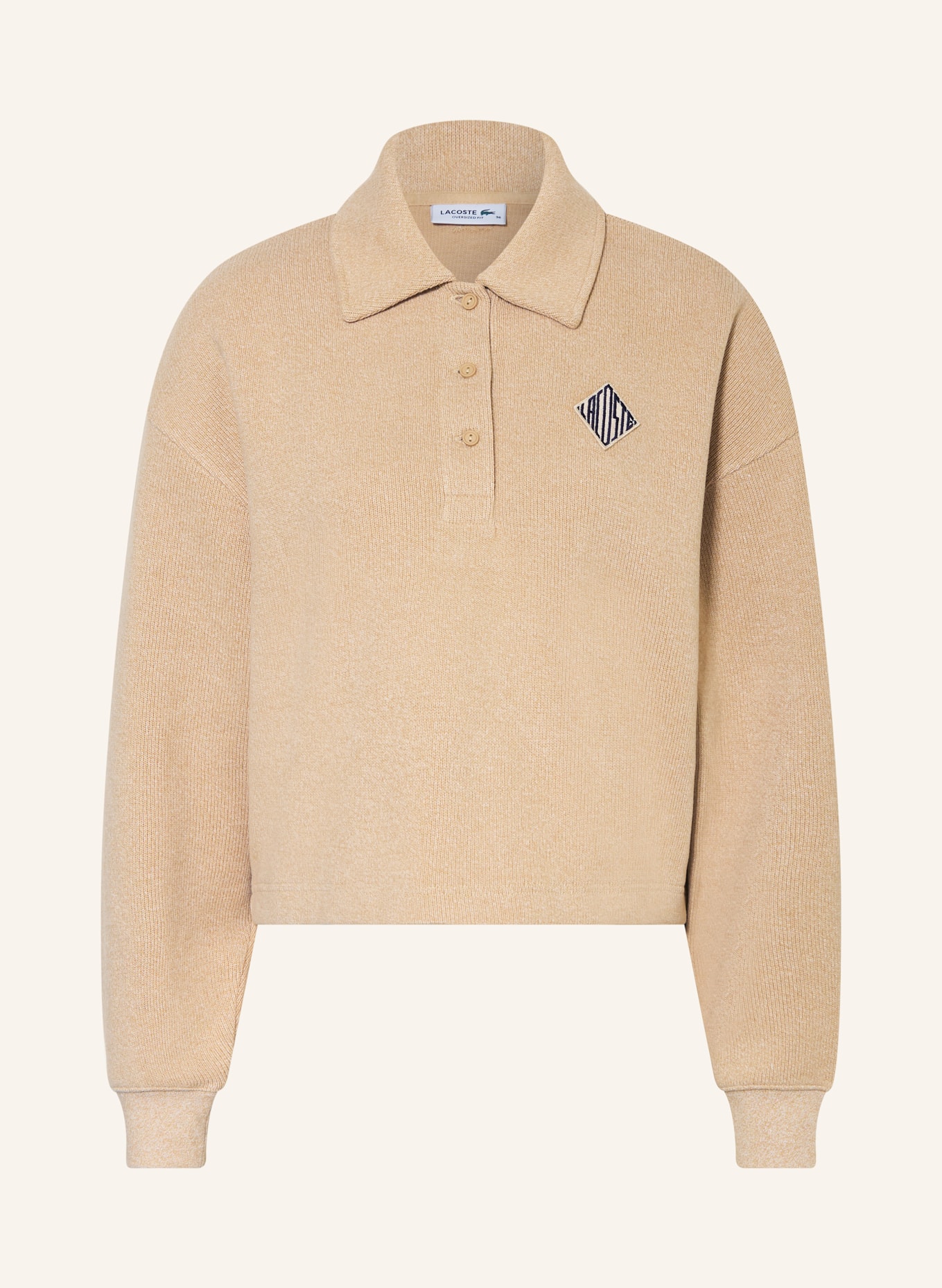 LACOSTE Oversized-Sweatshirt: BEIGE