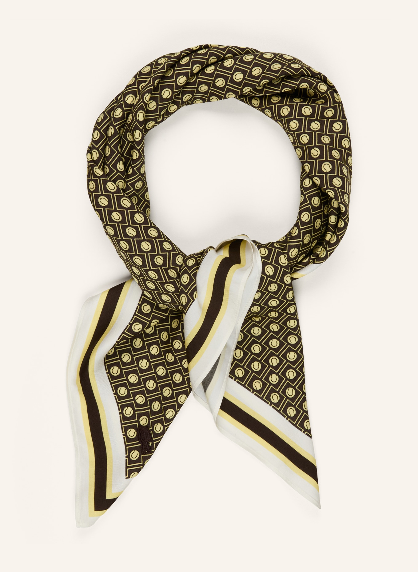 LACOSTE cloth: DARK BROWN / ECRU / YELLOW