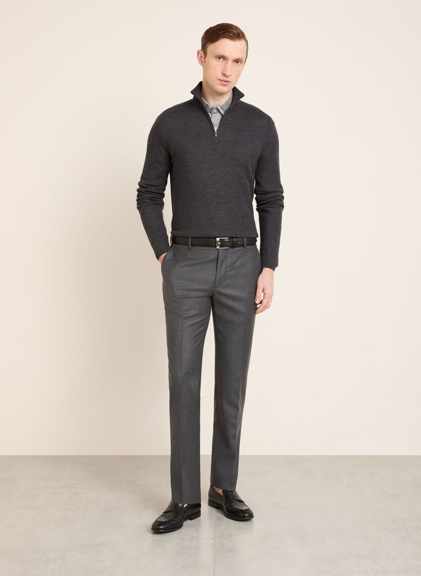 RALPH LAUREN PURPLE LABEL Piqué-Troyer: DUNKELGRAU