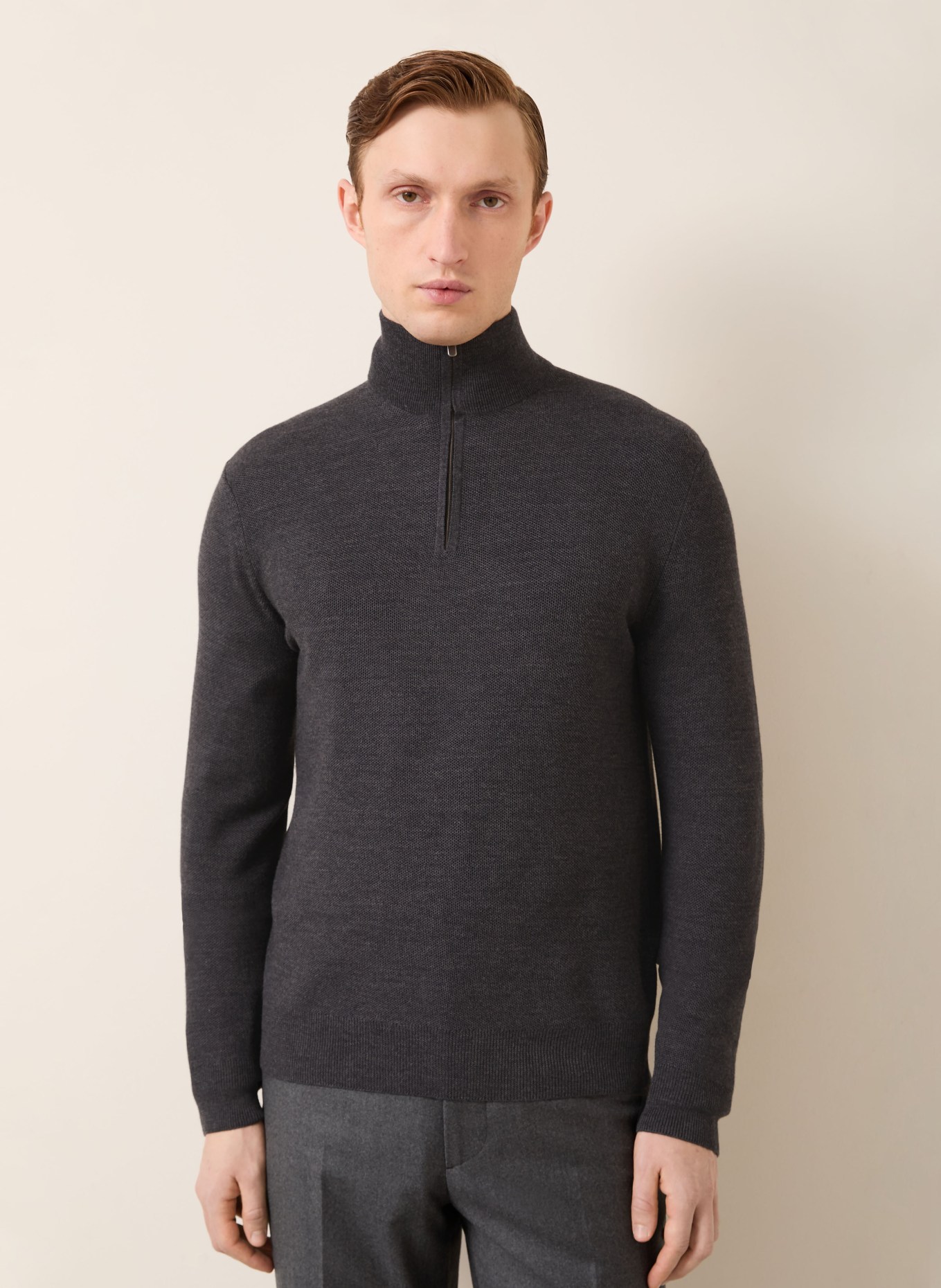 RALPH LAUREN PURPLE LABEL Piqué-Troyer: DUNKELGRAU