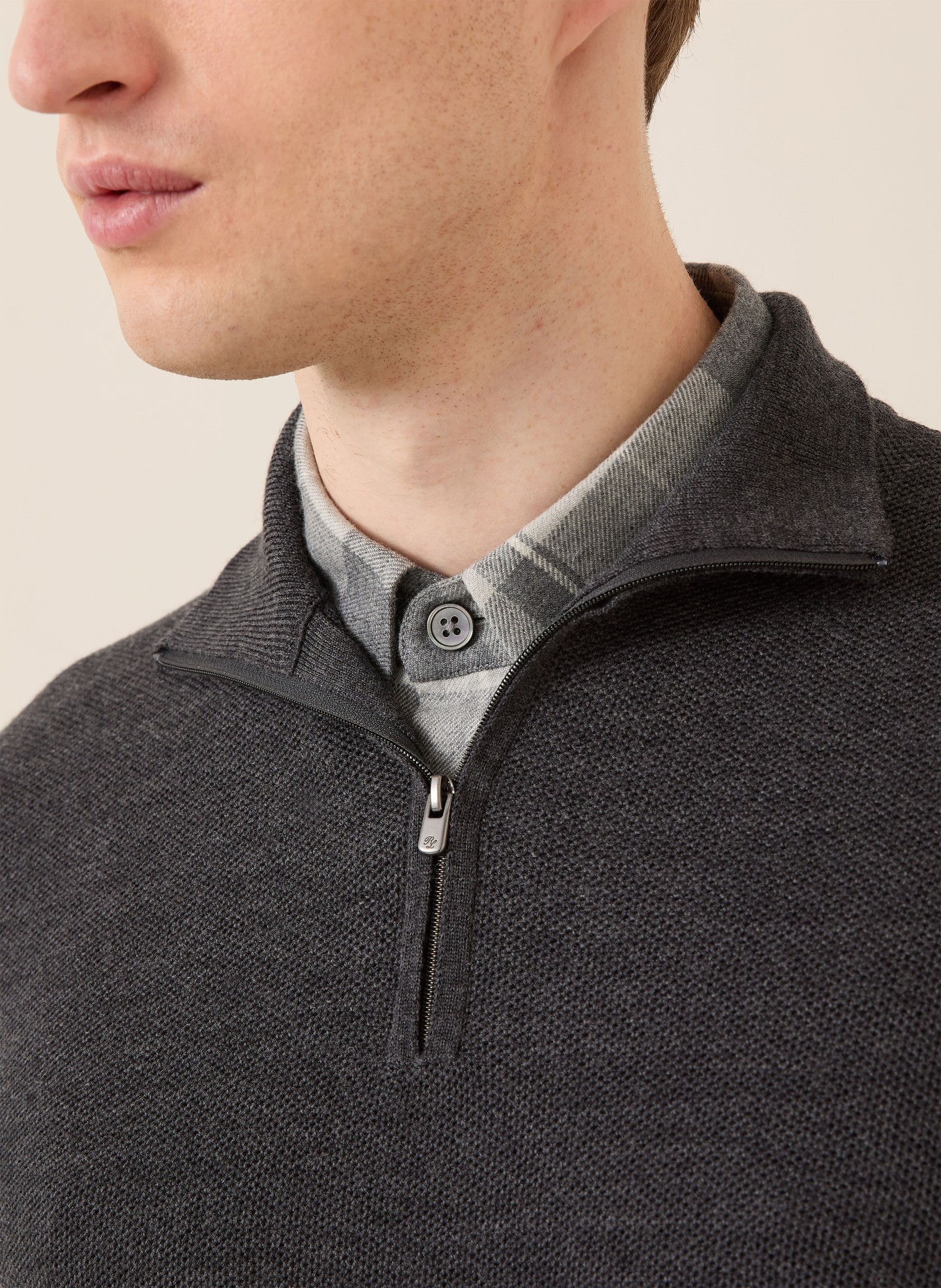 RALPH LAUREN PURPLE LABEL Piqué-Troyer: DUNKELGRAU