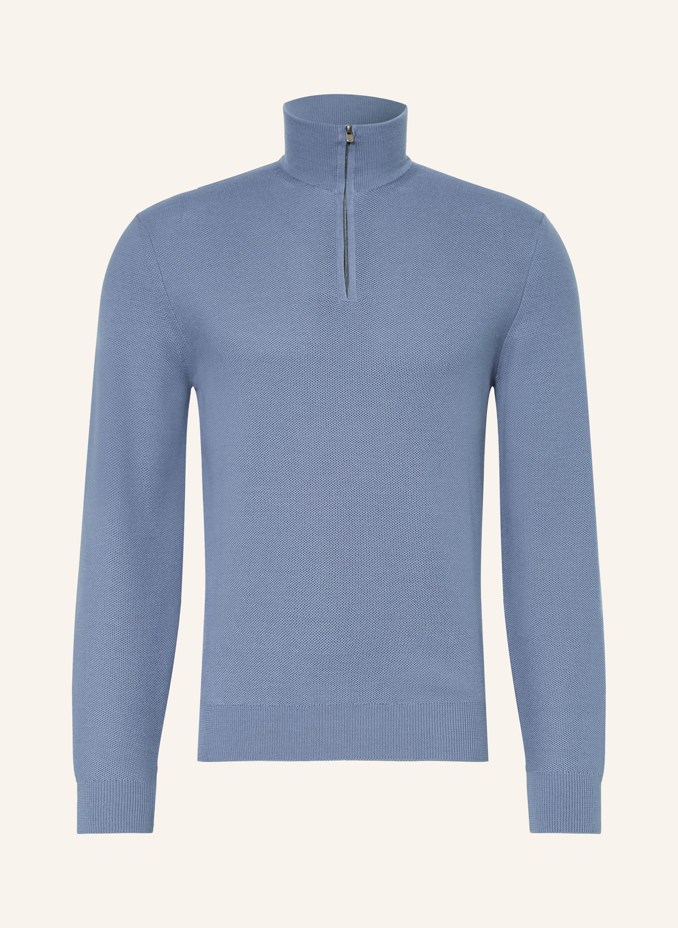RALPH LAUREN PURPLE LABEL Piqué half-zip sweater: LIGHT BLUE