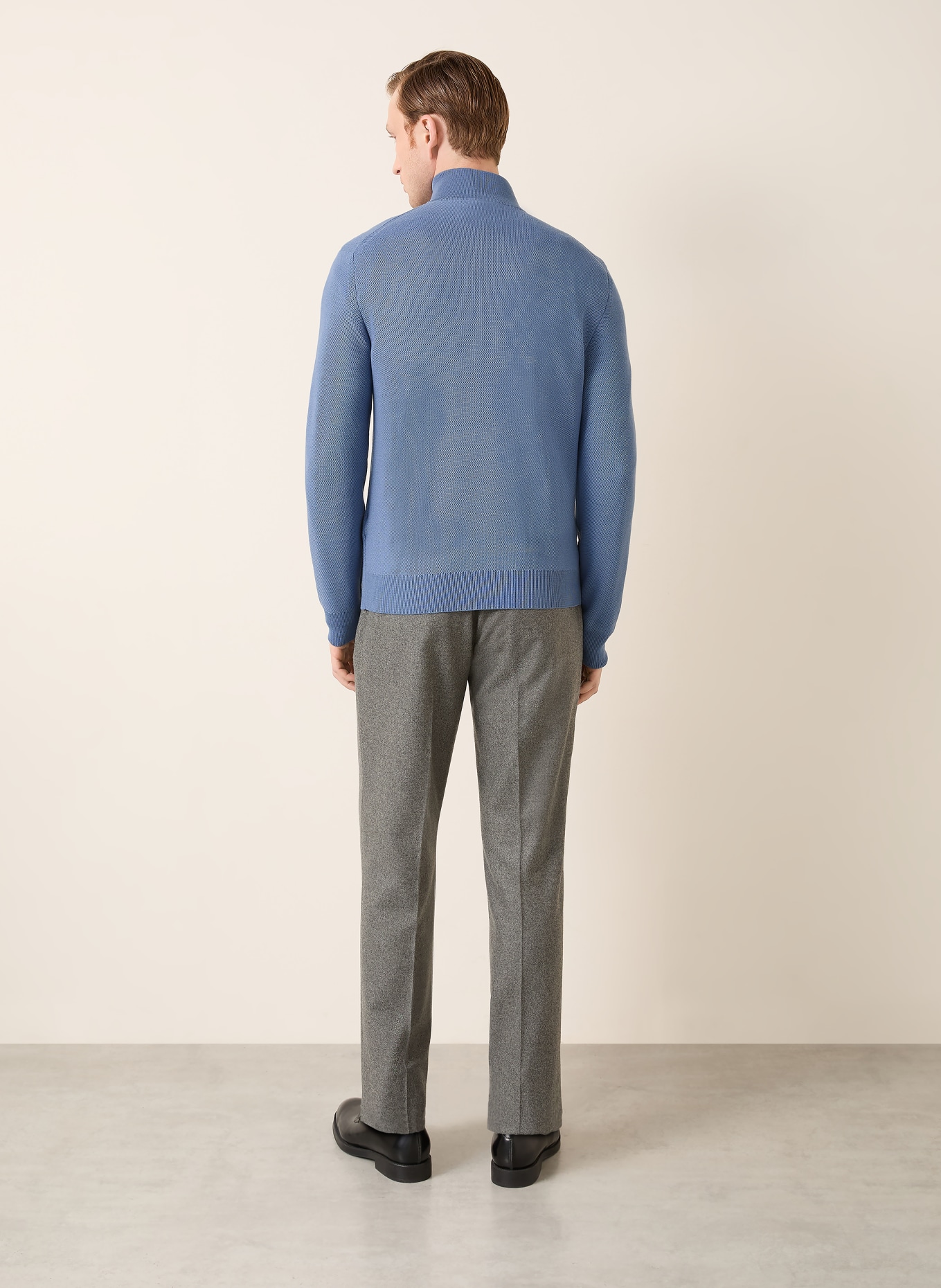 RALPH LAUREN PURPLE LABEL Piqué half-zip sweater: LIGHT BLUE