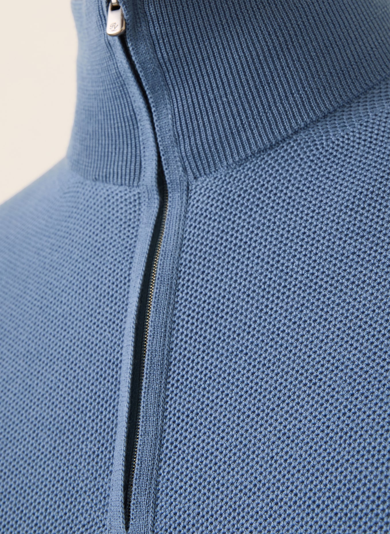RALPH LAUREN PURPLE LABEL Piqué half-zip sweater: LIGHT BLUE