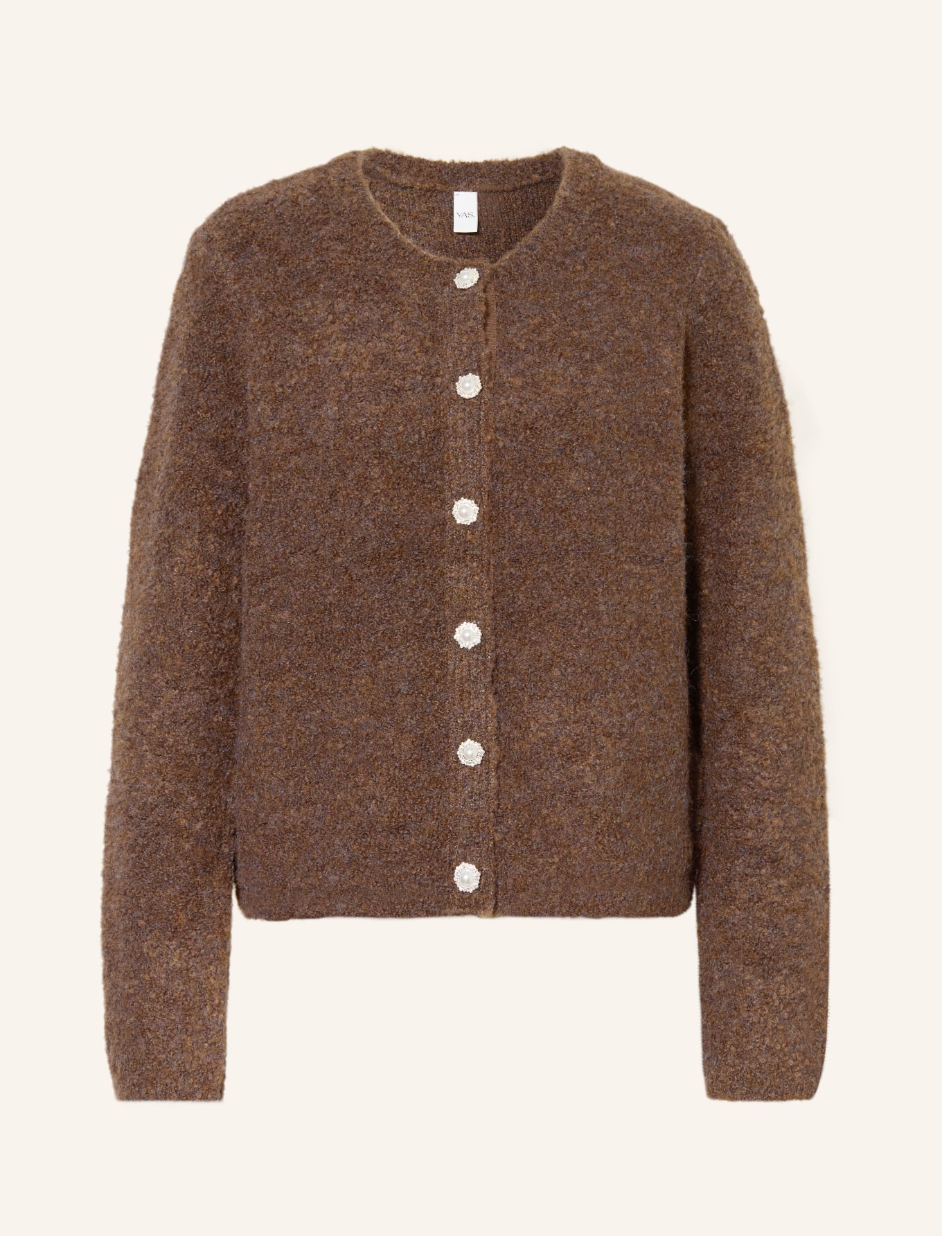 Y.A.S. Bouclé cardigan with gemstones: BROWN