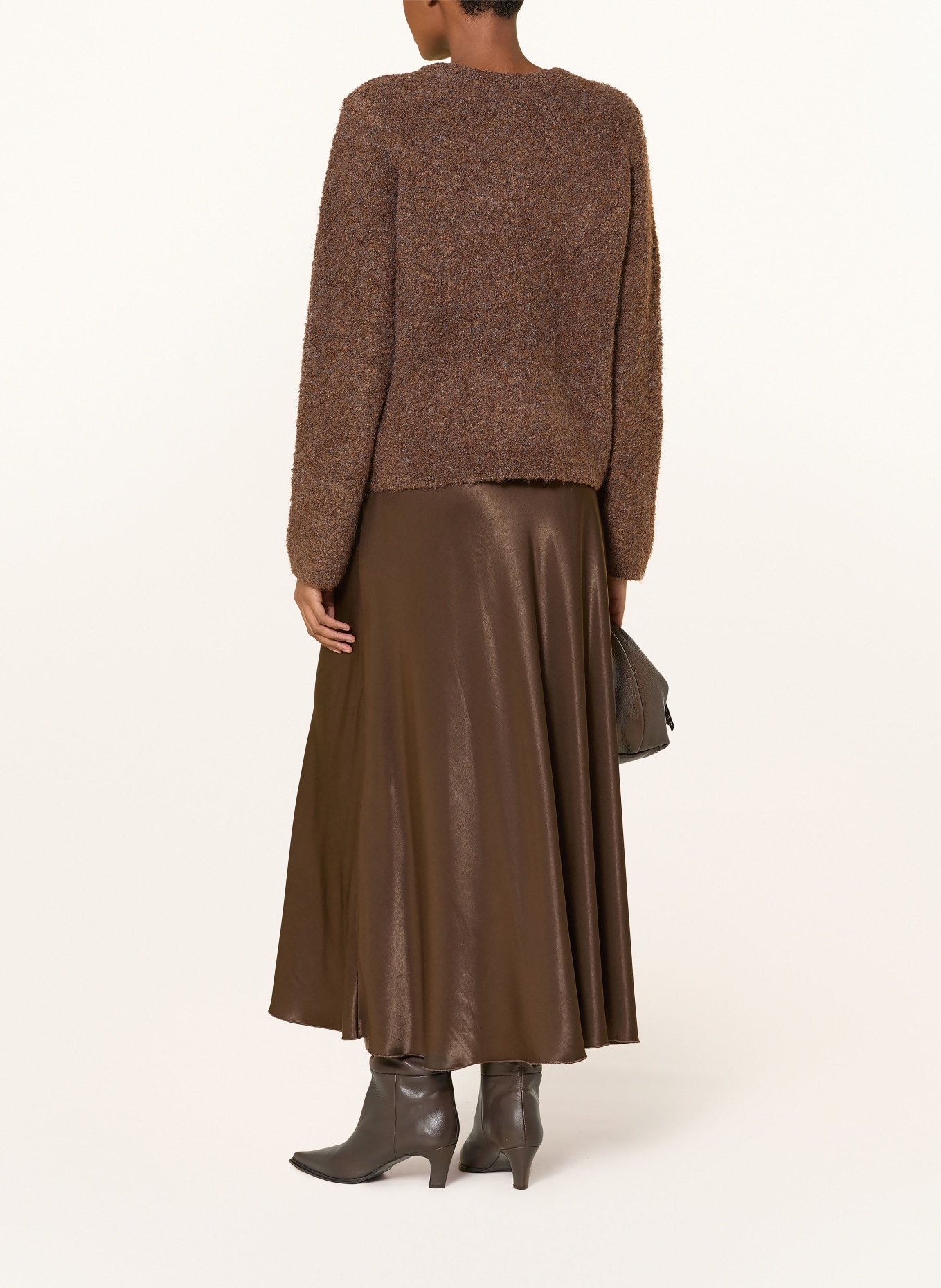 Y.A.S. Bouclé cardigan with gemstones: BROWN