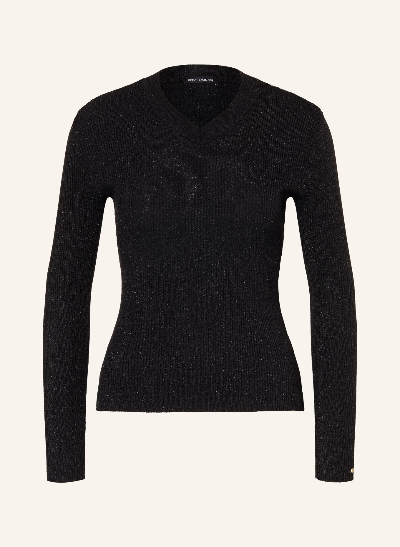 ARMANI EXCHANGE Long-sleeved shirt with glitter thread: BLACK