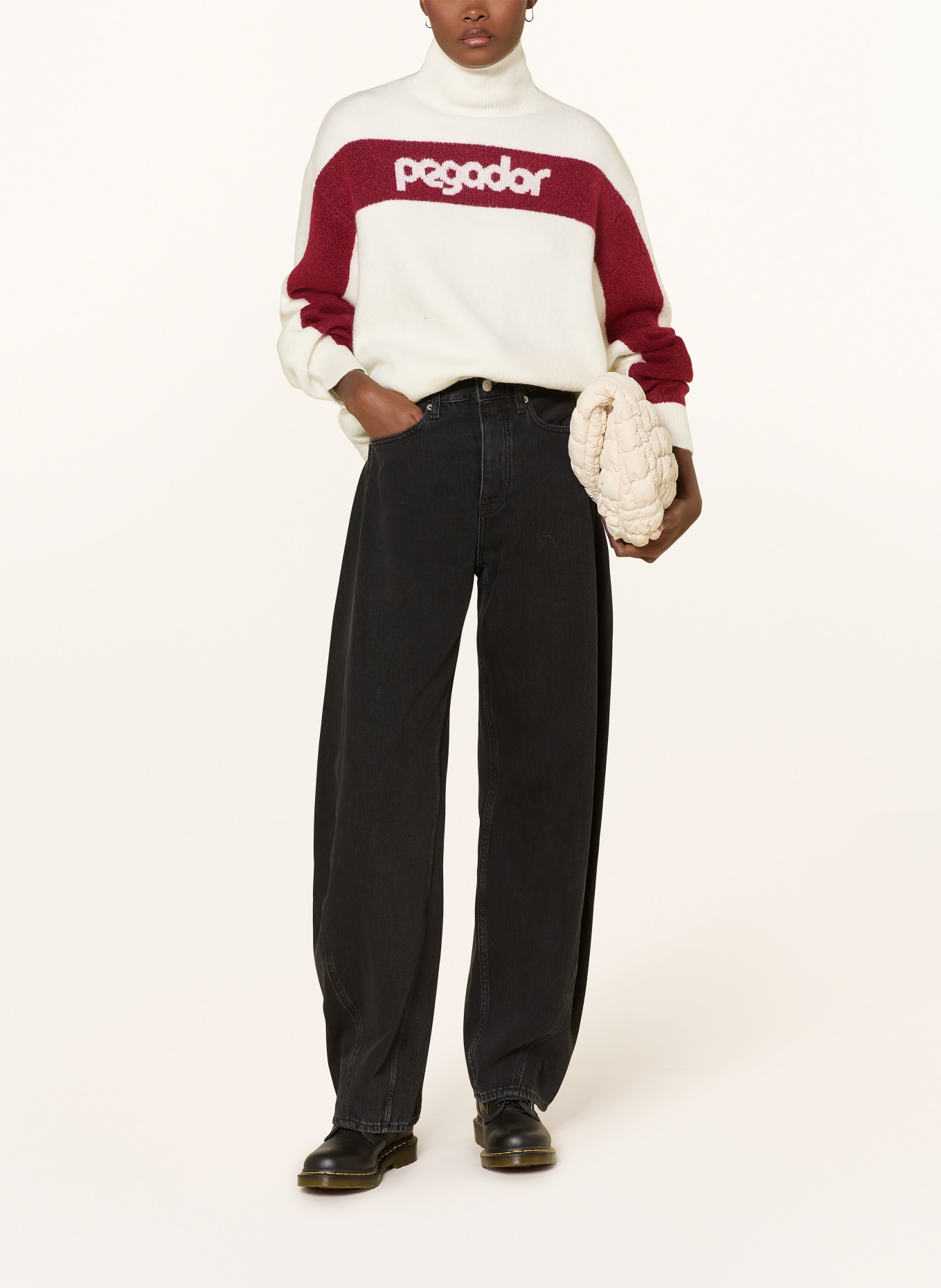 PEGADOR SEGOVIA sweater: ECRU / DARK RED