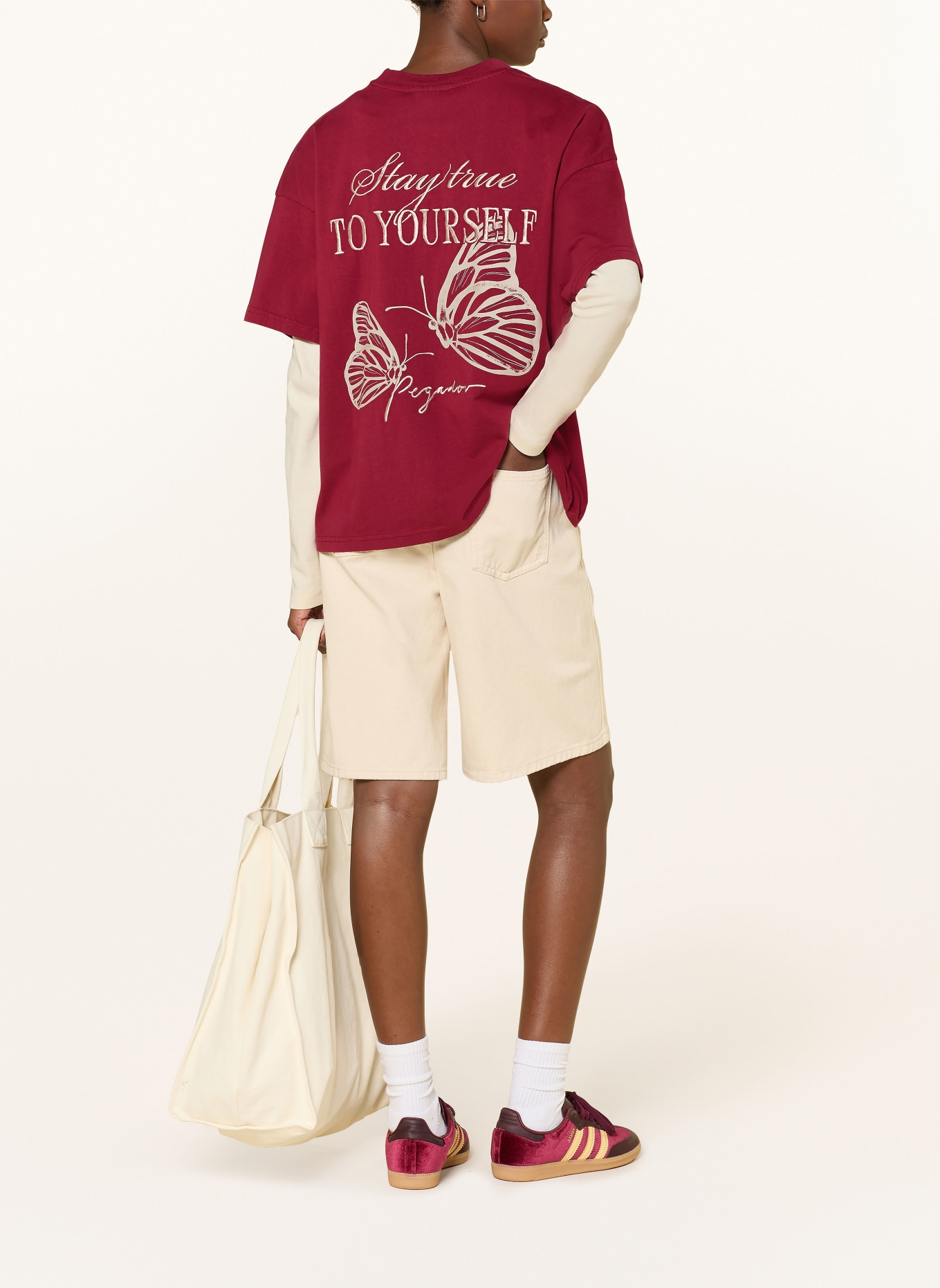 PEGADOR BEJA T-shirt: DARK RED / LIGHT GRAY