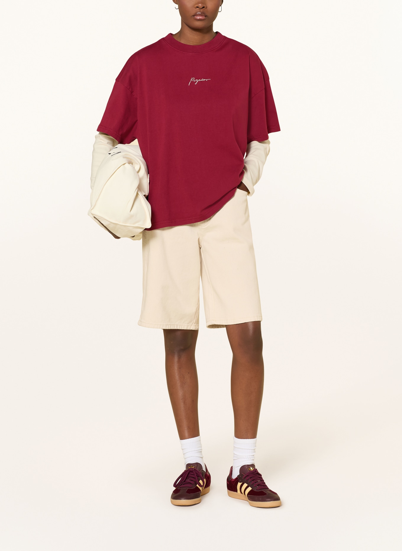 PEGADOR BEJA T-shirt: DARK RED / LIGHT GRAY