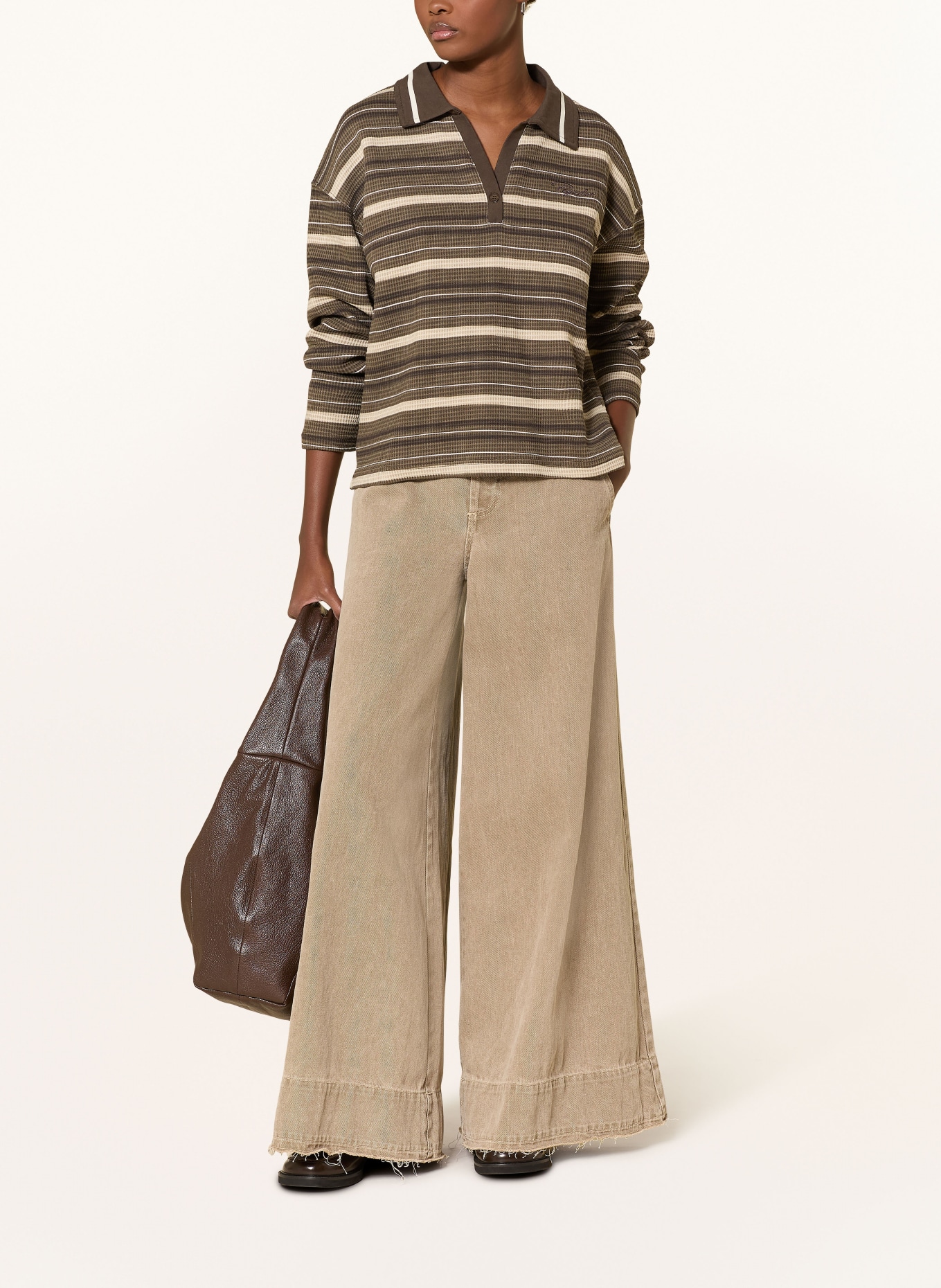 PEGADOR SOFIA piqué polo shirt: KHAKI / CREAM / OLIVE