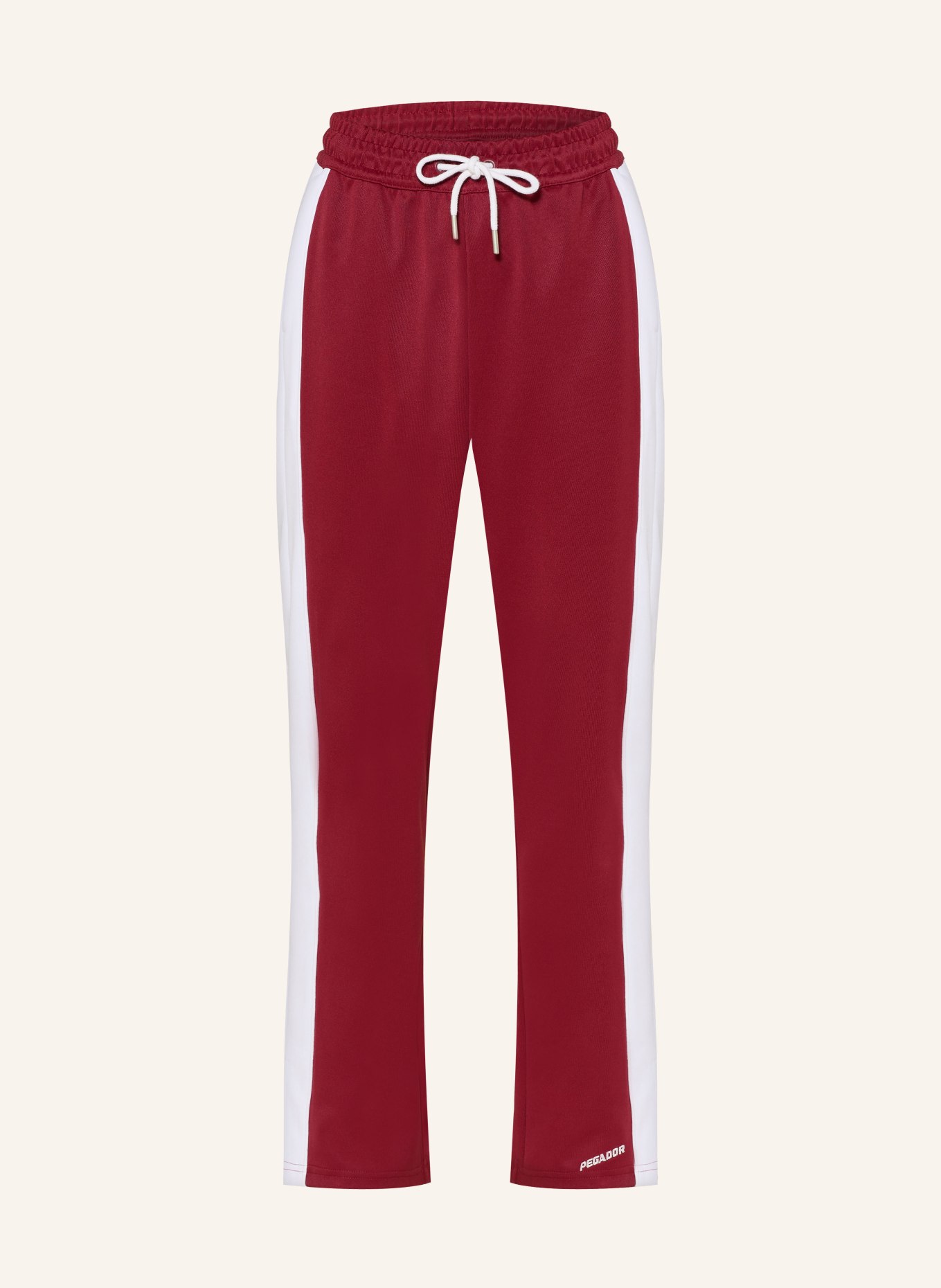 PEGADOR Tepláky MARTERA s pruhy: TMAVĚ ČERVENÁ / BÍLÁ