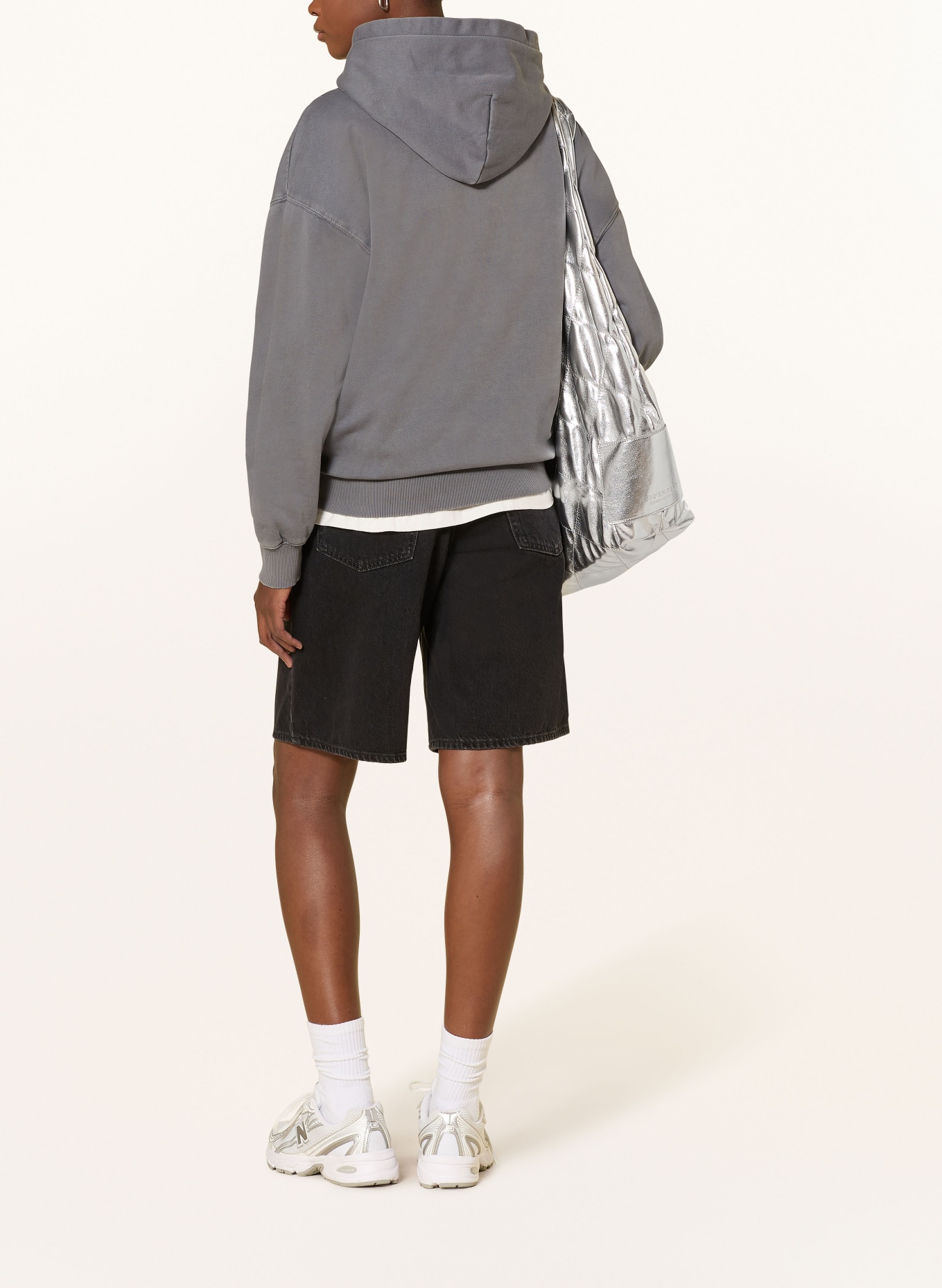 PEGADOR Oversized mikina s kapucí CLARITA: ŠEDÁ