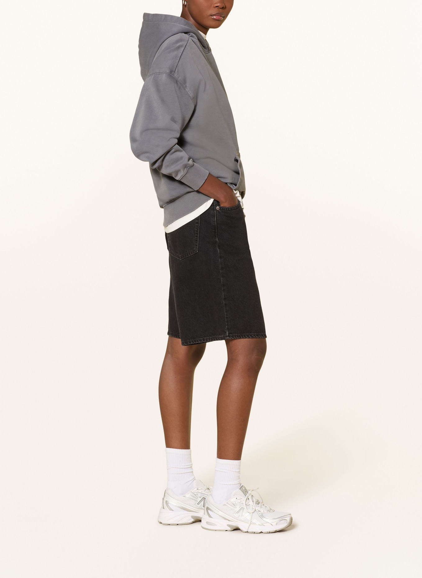 PEGADOR Oversized mikina s kapucí CLARITA: ŠEDÁ