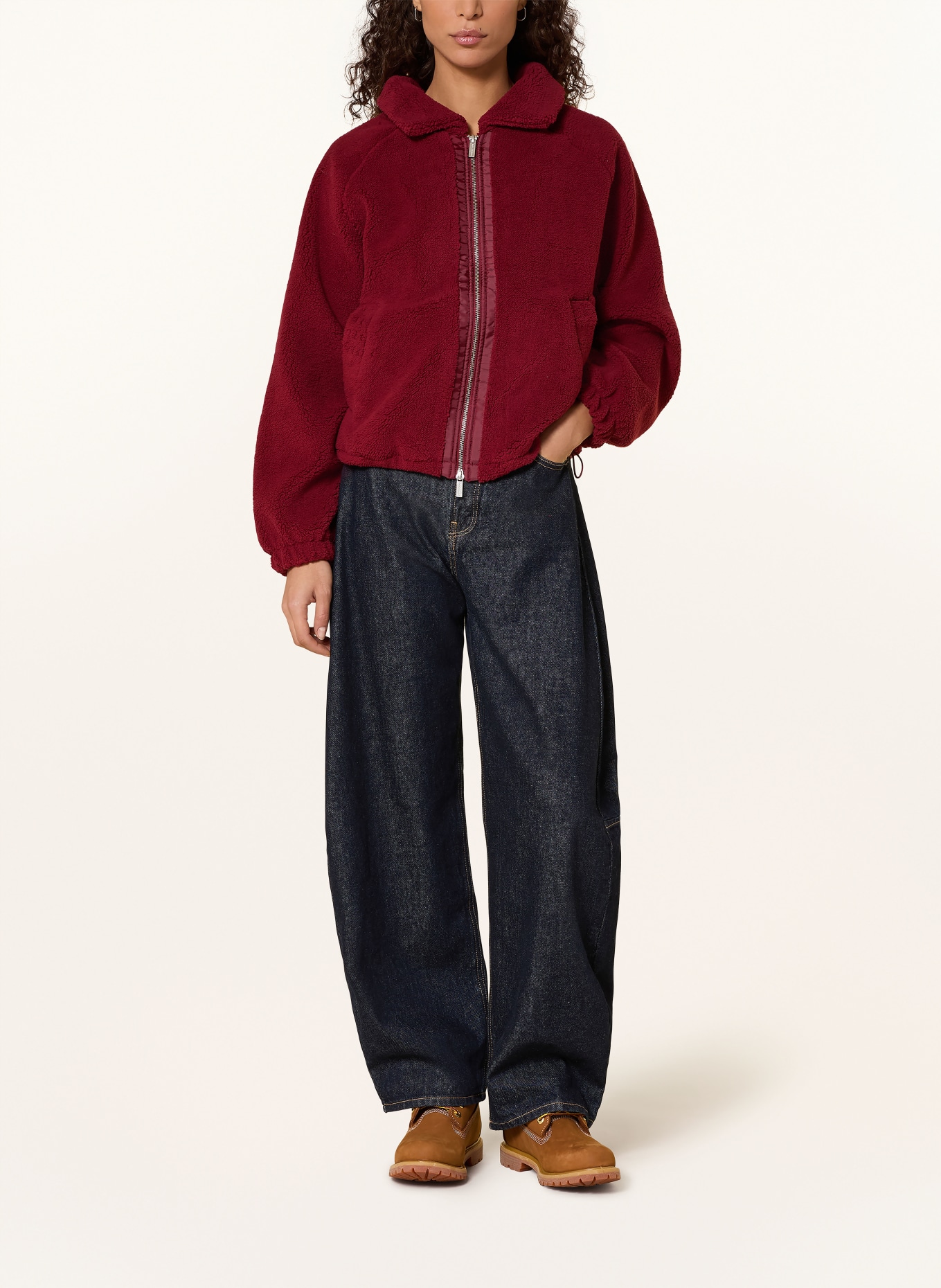 PEGADOR Teddyfell-Jacke ENN: DUNKELROT