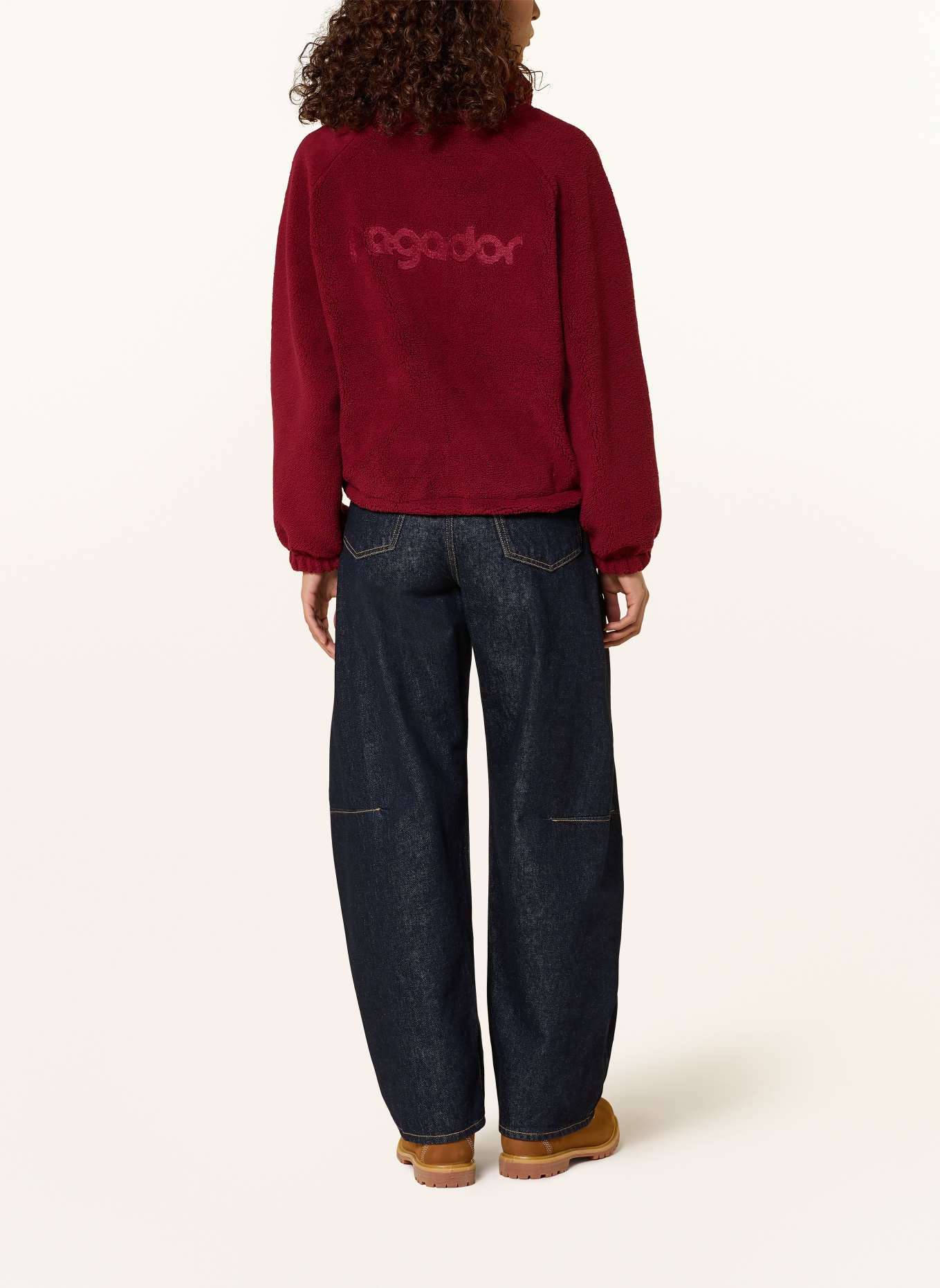 PEGADOR Teddyfell-Jacke ENN: DUNKELROT