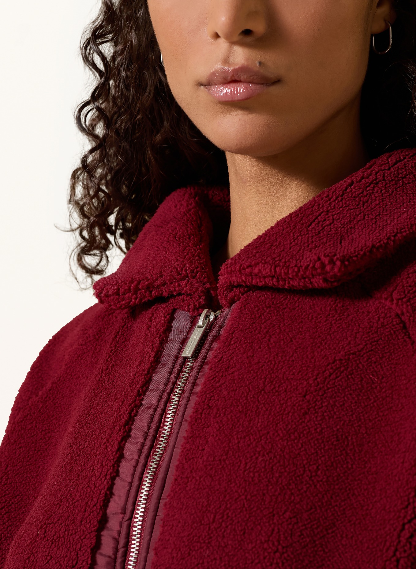 PEGADOR Teddyfell-Jacke ENN: DUNKELROT