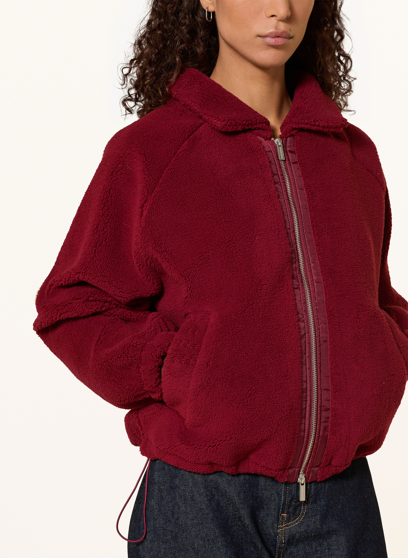 PEGADOR Teddyfell-Jacke ENN: DUNKELROT